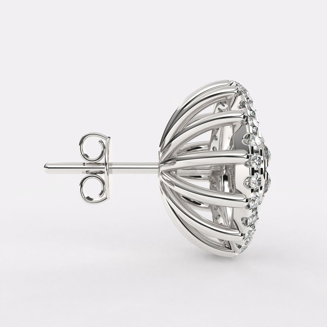 Round cut Diamond Stud Earrings in 925 Silver