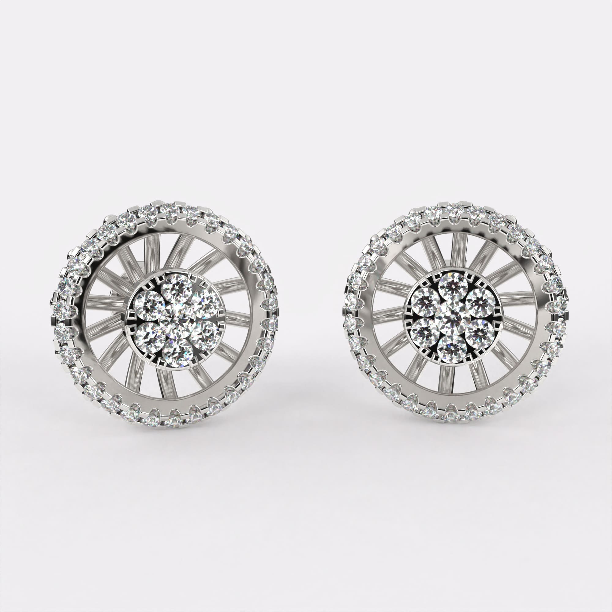 Round cut Diamond Stud Earrings in 925 Silver