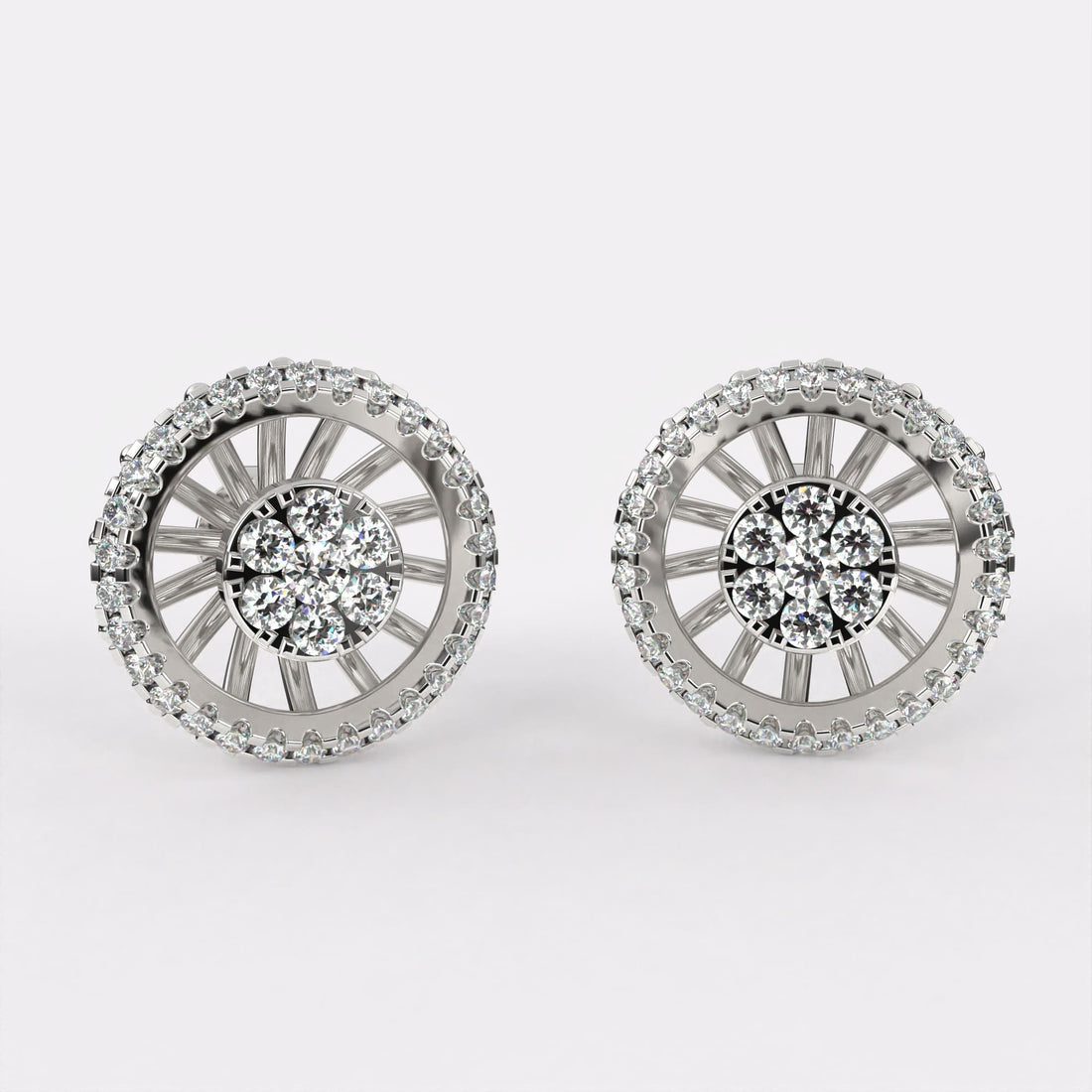 Round cut Diamond Stud Earrings in 925 Silver