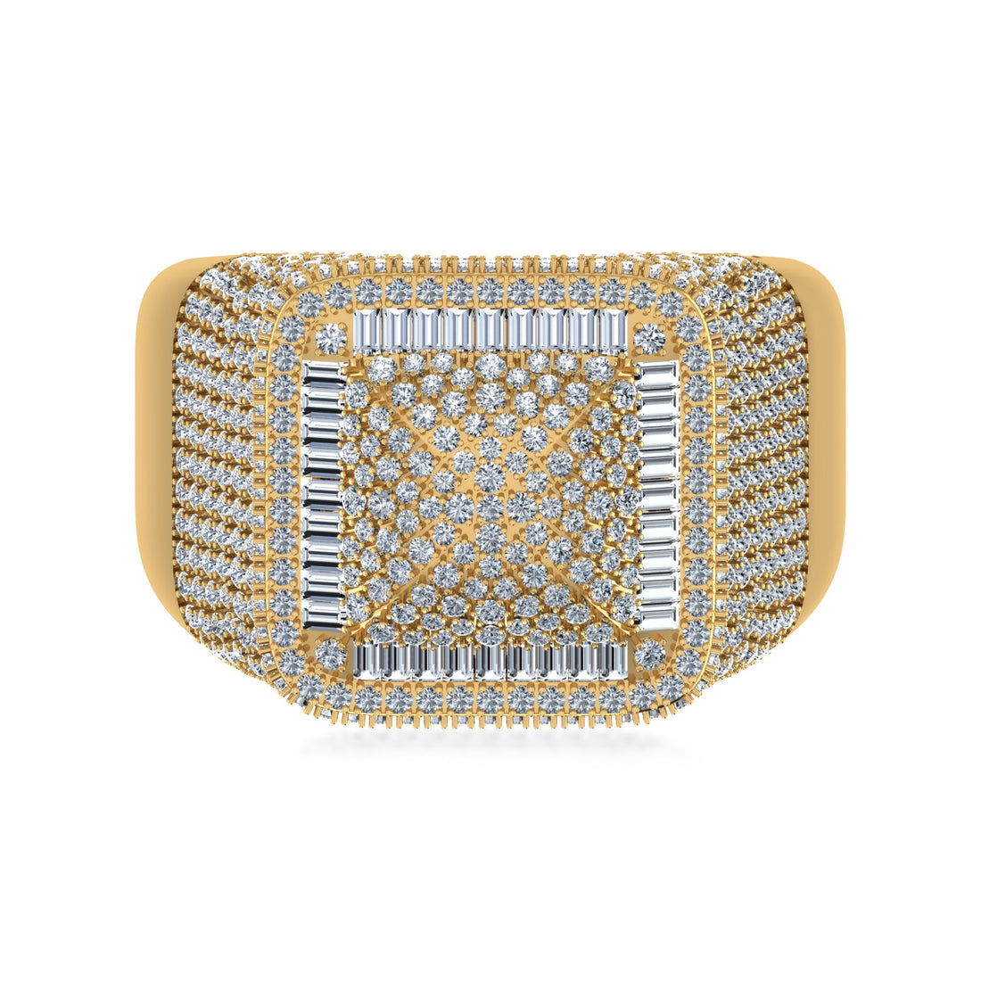 Royal Square Lab Grown Diamond Ring | Baguette & Round Cluster Luxury Design
