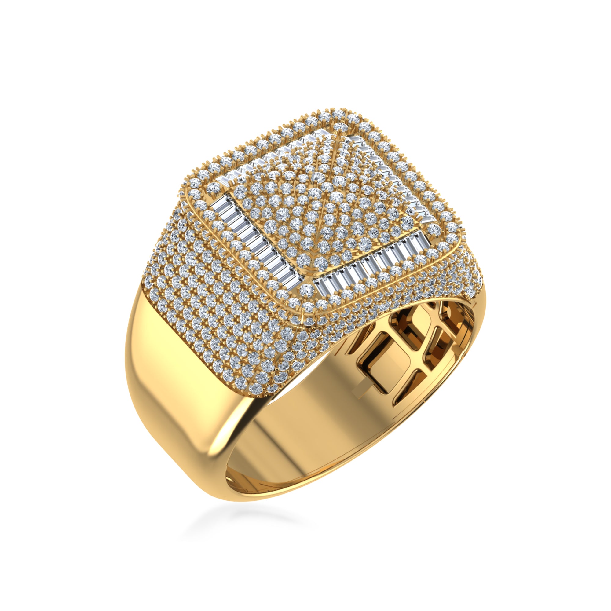 Royal Square Lab Grown Diamond Ring | Baguette & Round Cluster Luxury Design 2