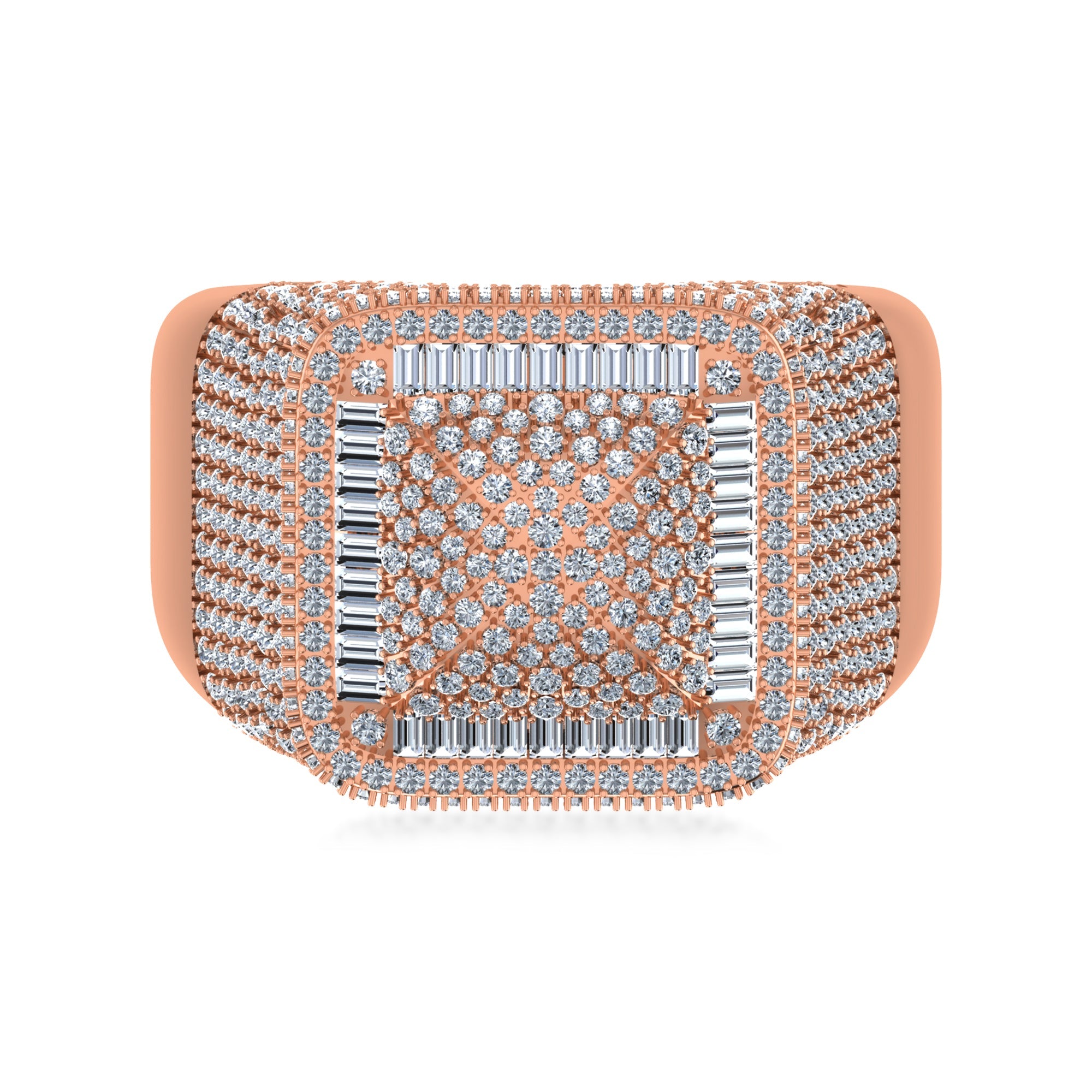 Royal Square Lab Grown Diamond Ring | Baguette & Round Cluster Luxury Design 4