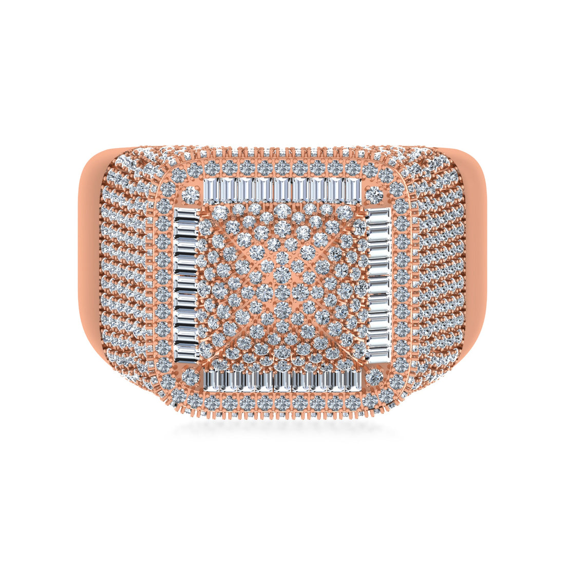 Royal Square Lab Grown Diamond Ring | Baguette & Round Cluster Luxury Design 4