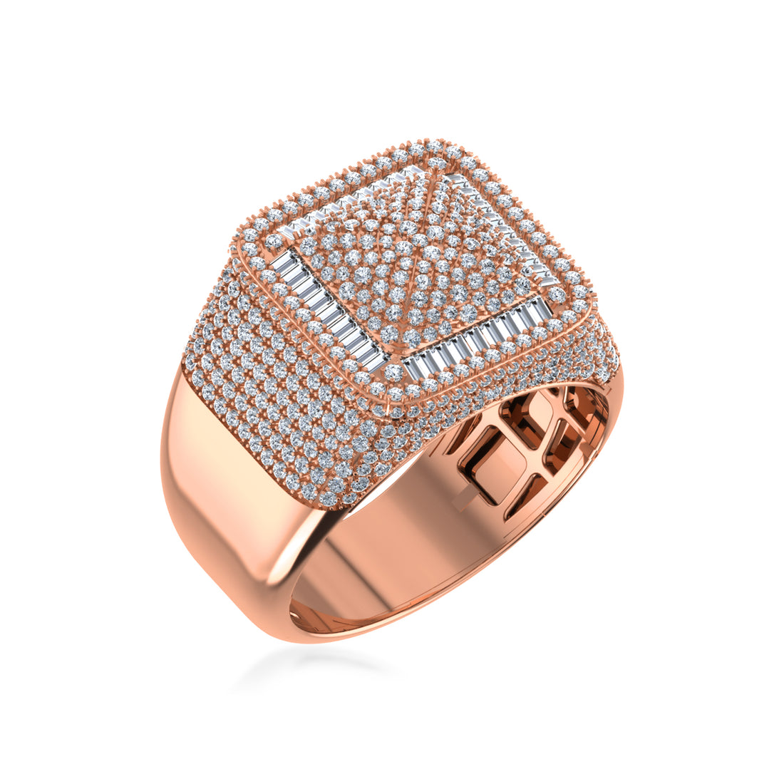 Royal Square Lab Grown Diamond Ring | Baguette & Round Cluster Luxury Design 5