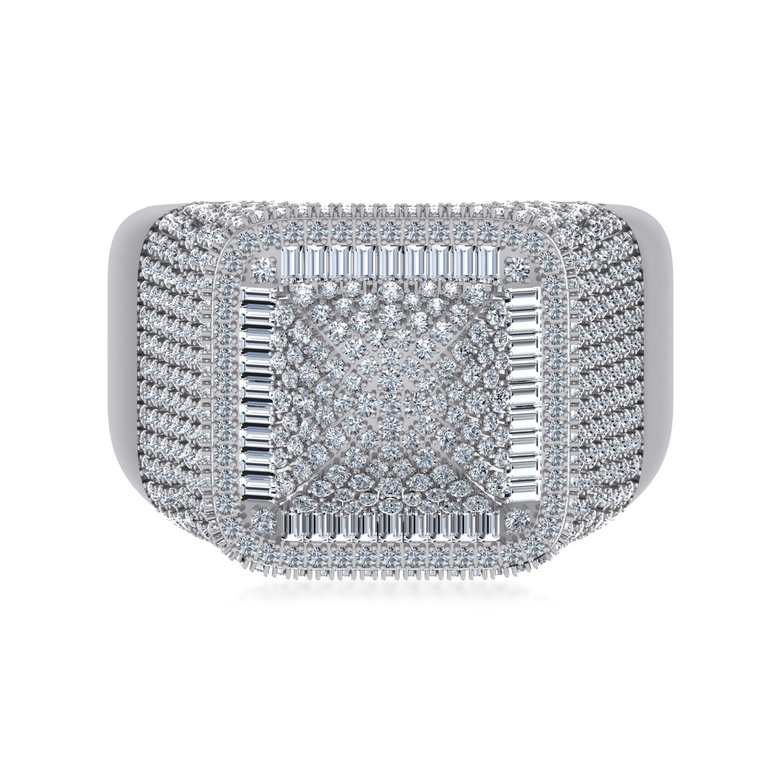 Royal Square Lab Grown Diamond Ring | Baguette & Round Cluster Luxury Design 7