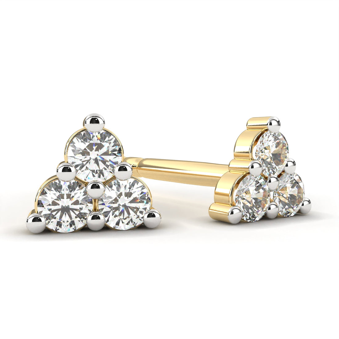 Tri Diamond Stud Earrings