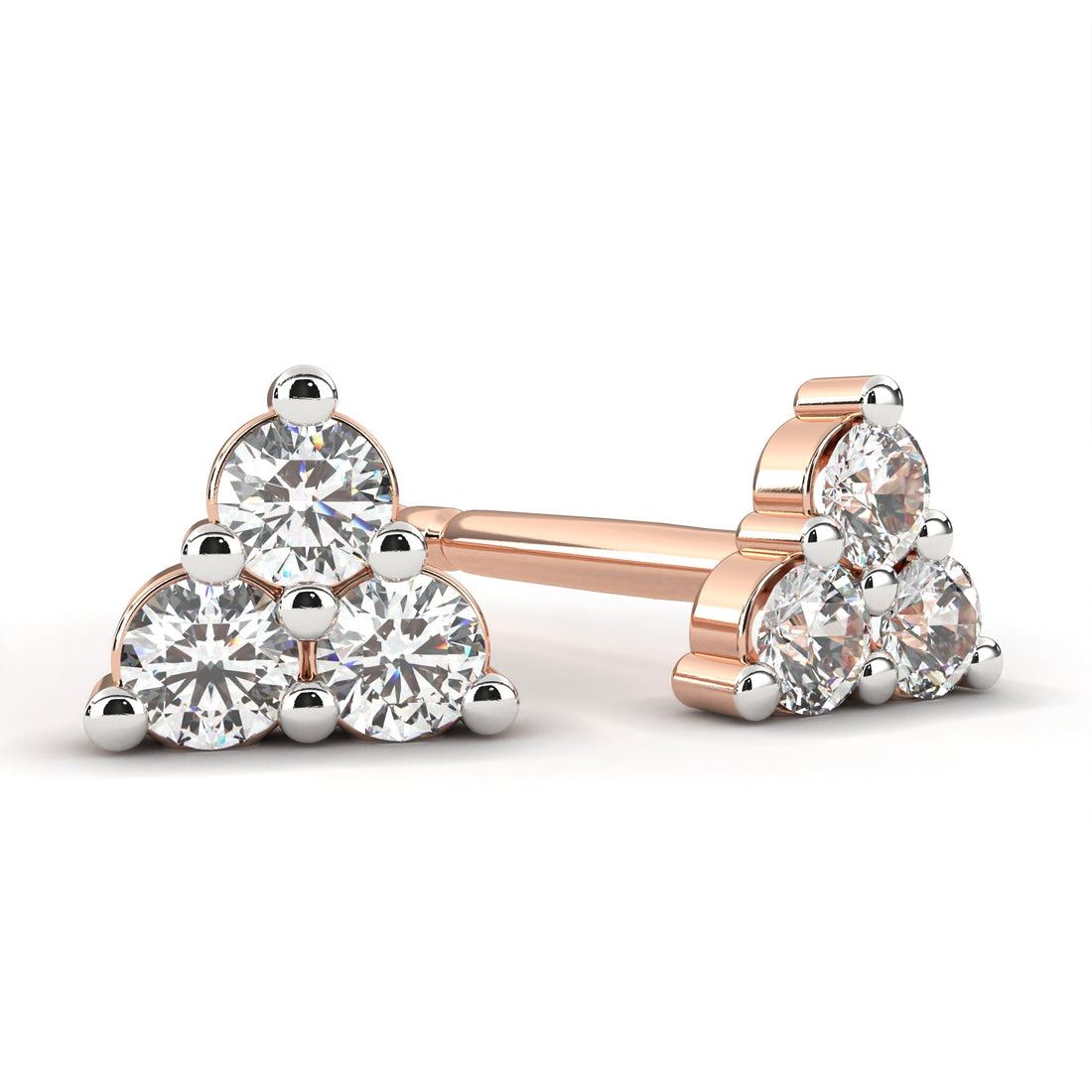 Tri Diamond Stud Earrings