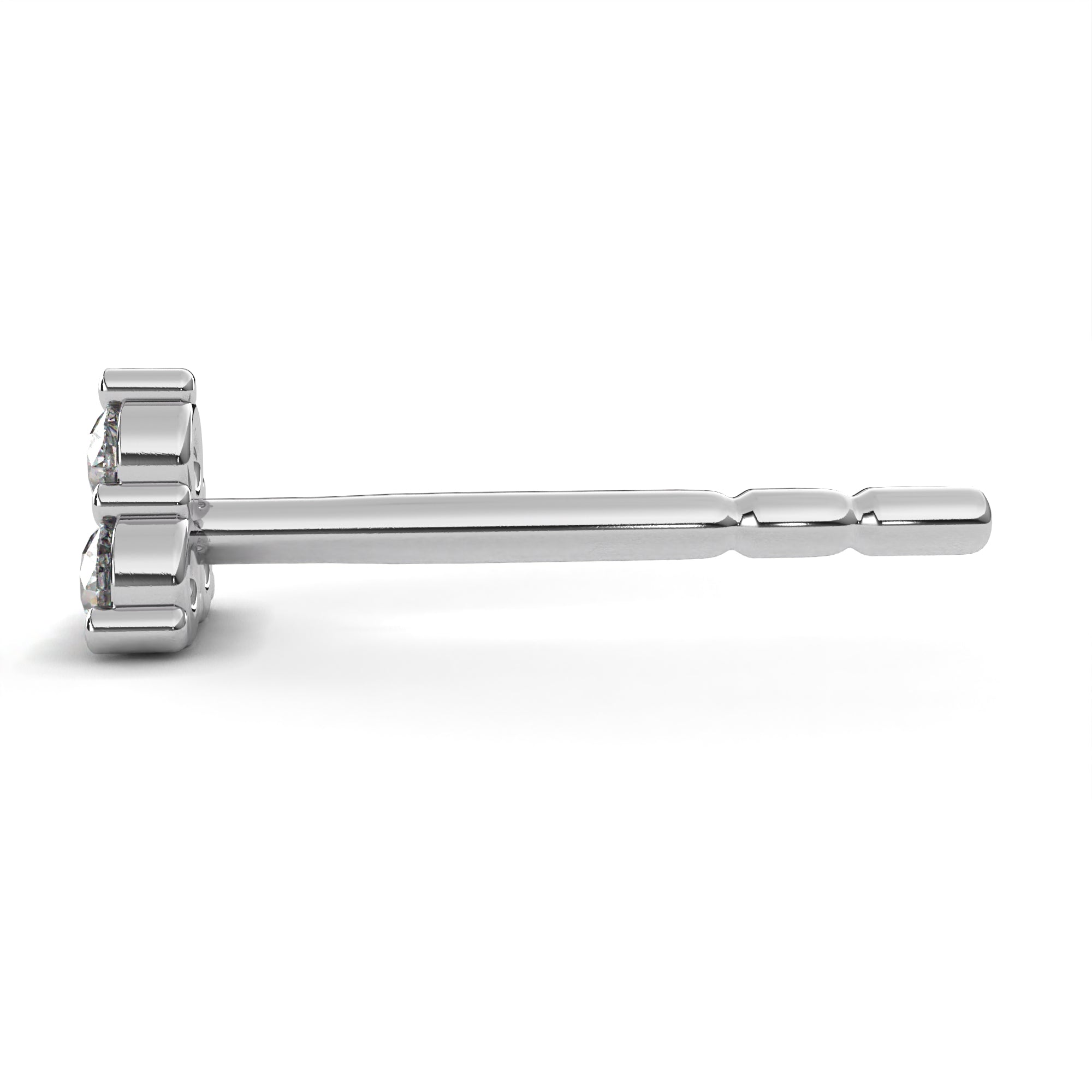 Tri Diamond Stud Earrings In 925 Silver