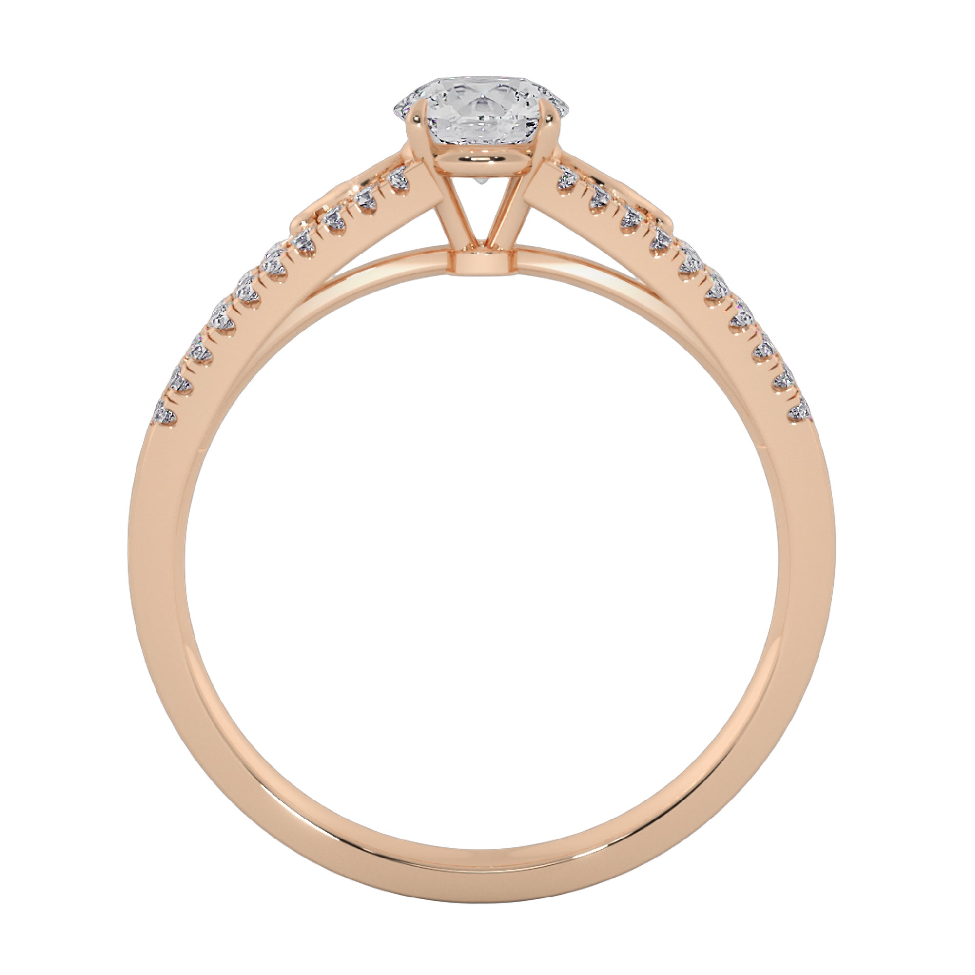Round Lab Grown Double Row Engagement Ring