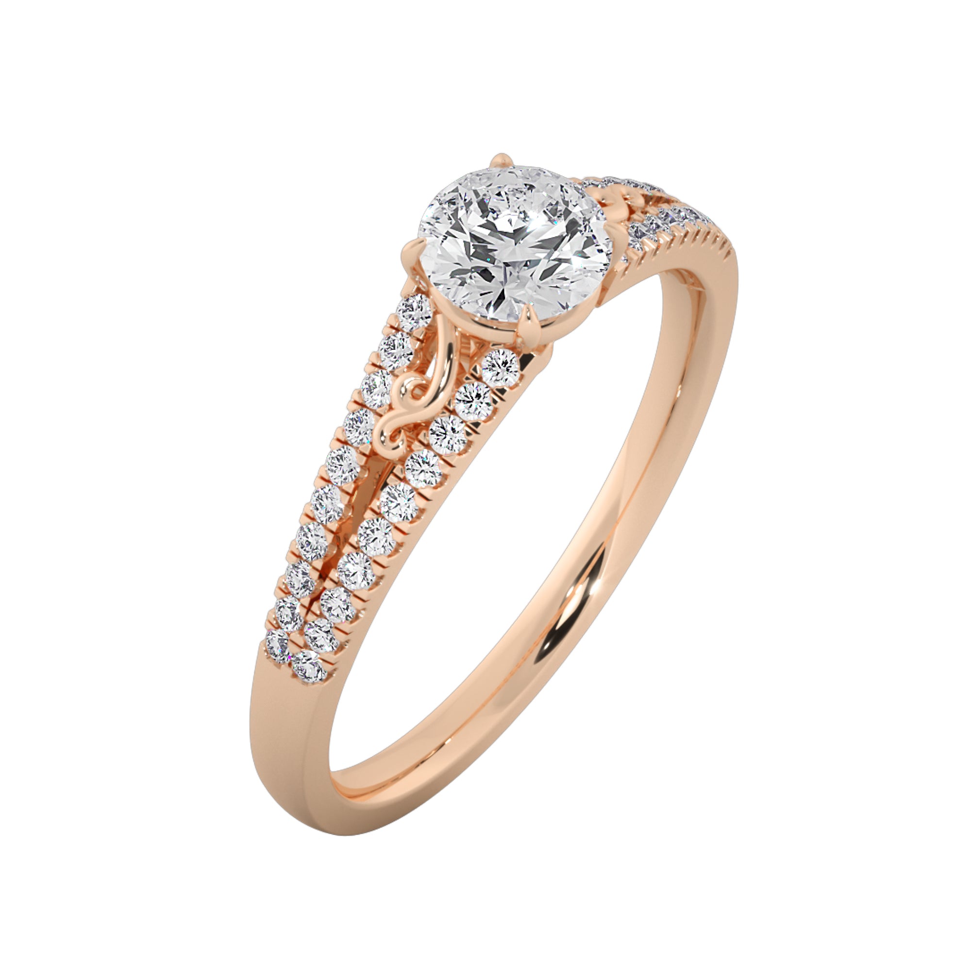 Round Lab Grown Double Row Engagement Ring