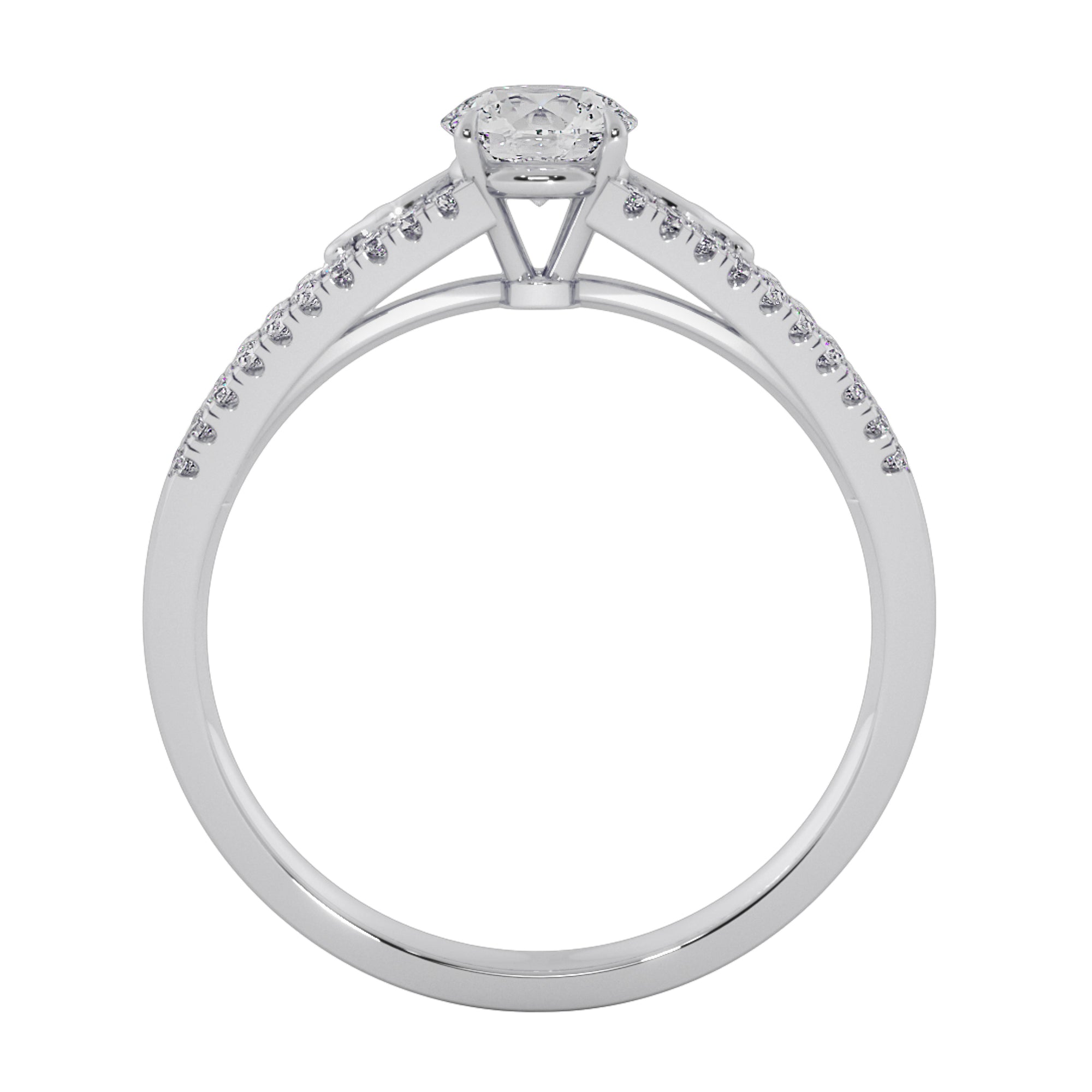 Round Lab Grown Double Row Engagement Ring