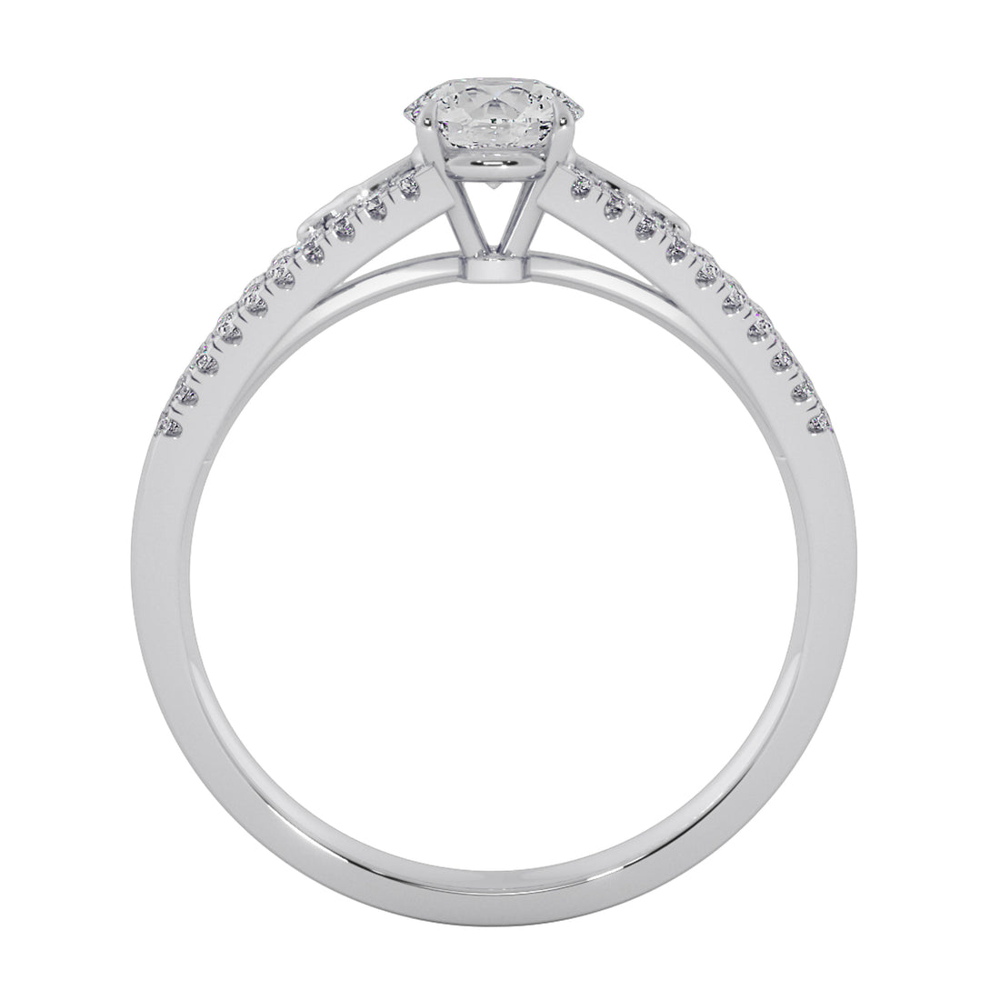 Round Lab Grown Double Row Engagement Ring