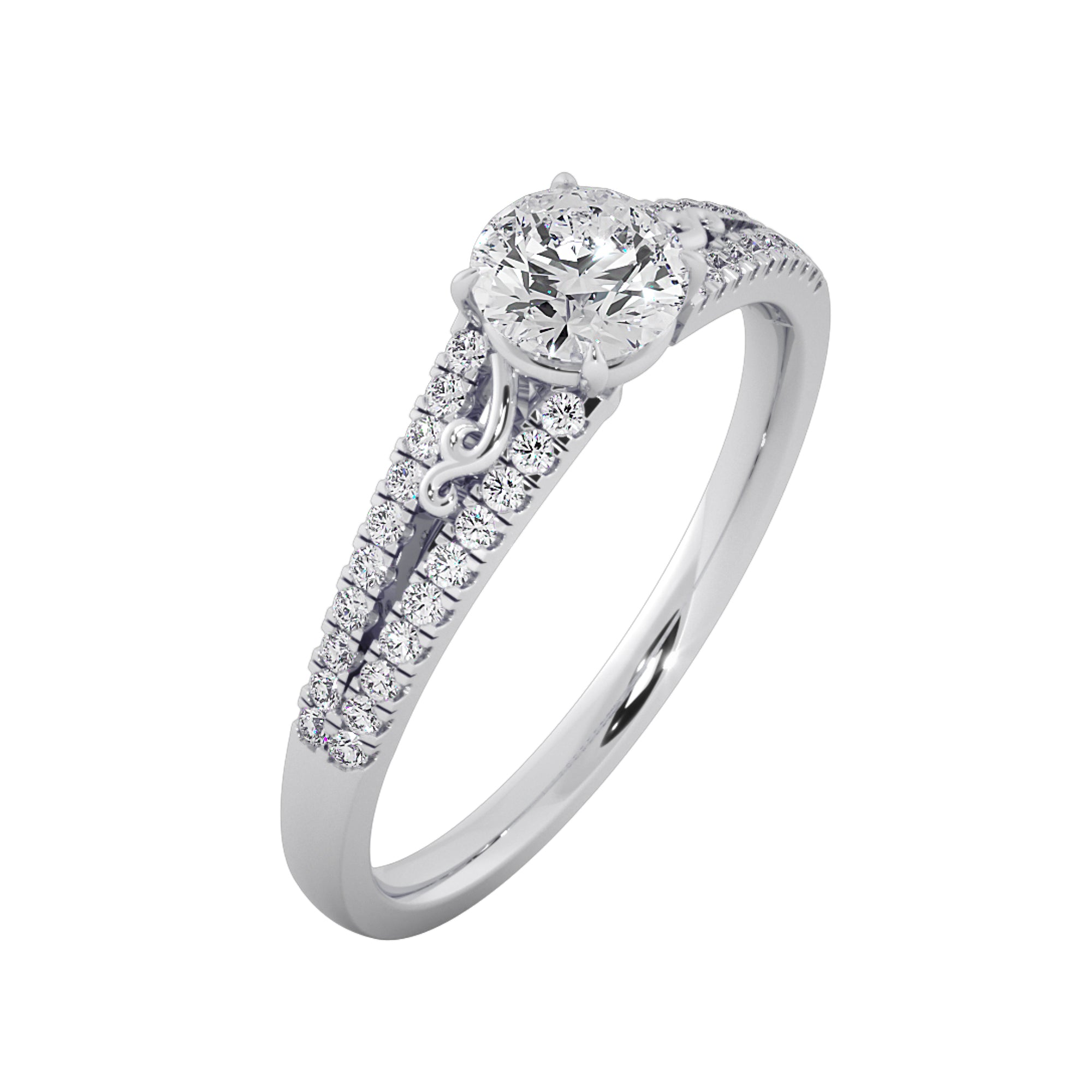 Round Lab Grown Double Row Engagement Ring