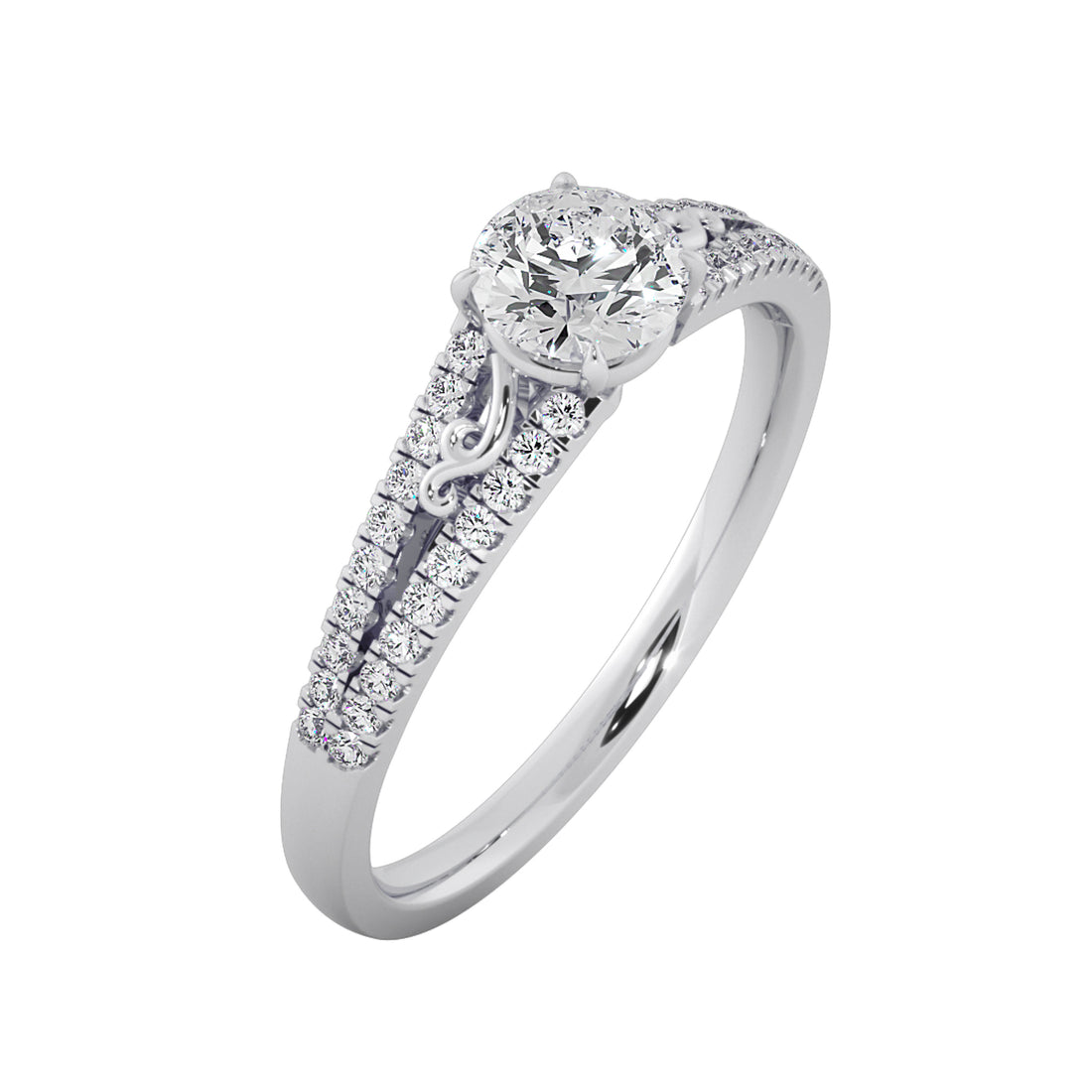Round Lab Grown Double Row Engagement Ring