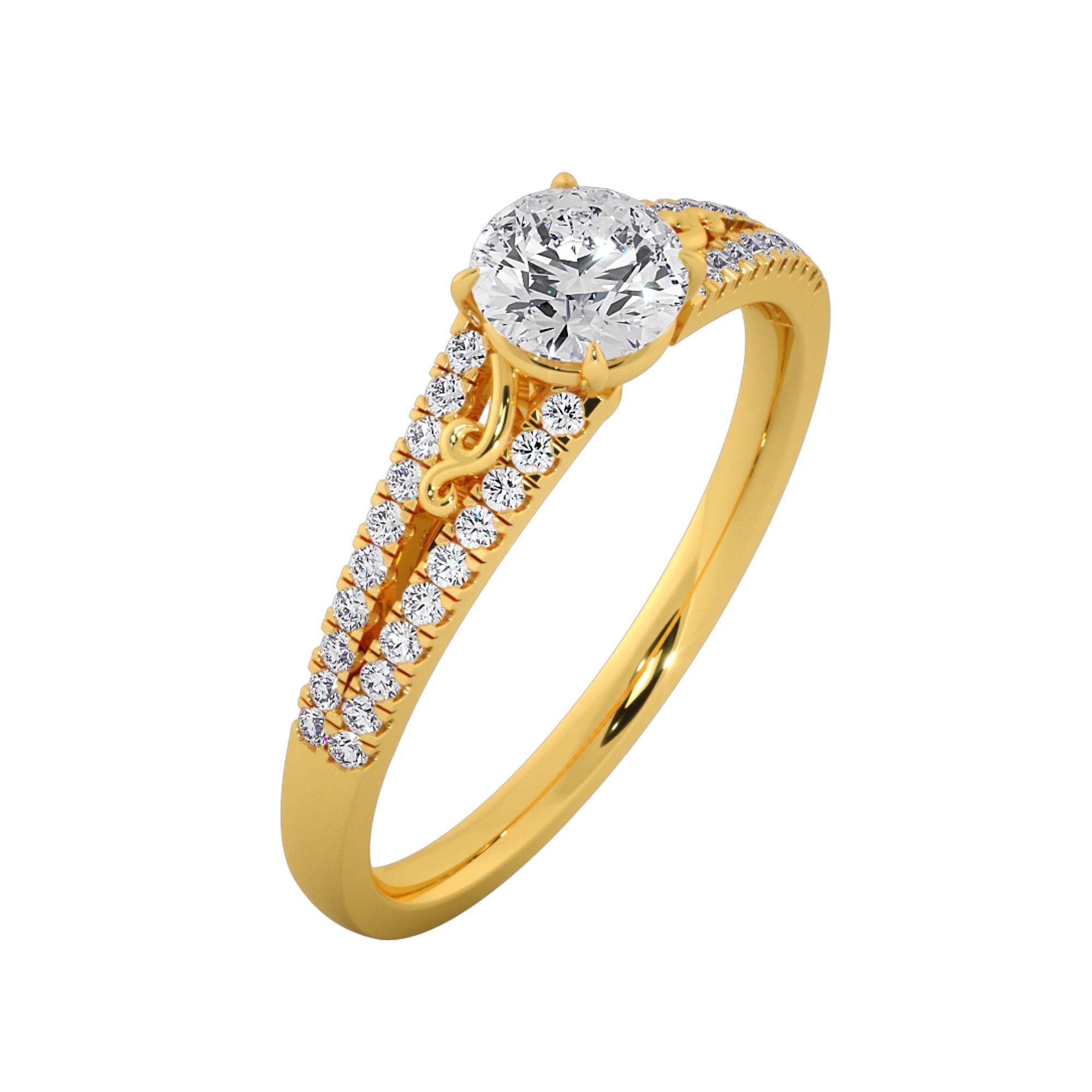 Round Lab Grown Double Row Engagement Ring