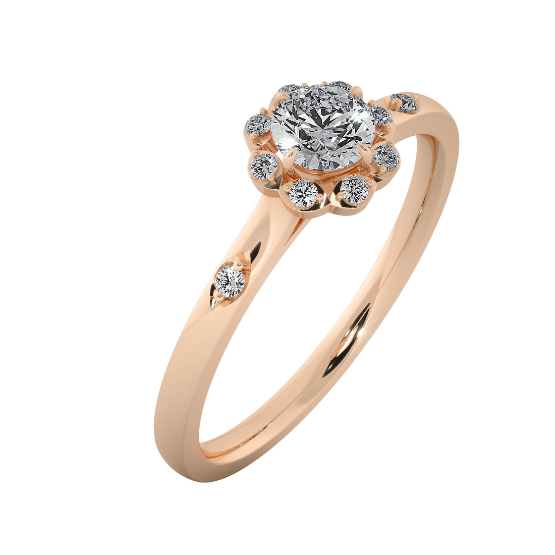 Elegant Round Diamond Sparkling Halo Engagement Ring