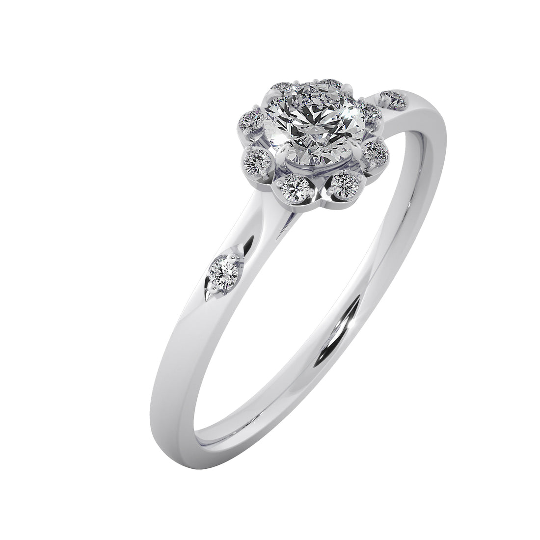 Elegant Round Diamond Sparkling Halo Engagement Ring