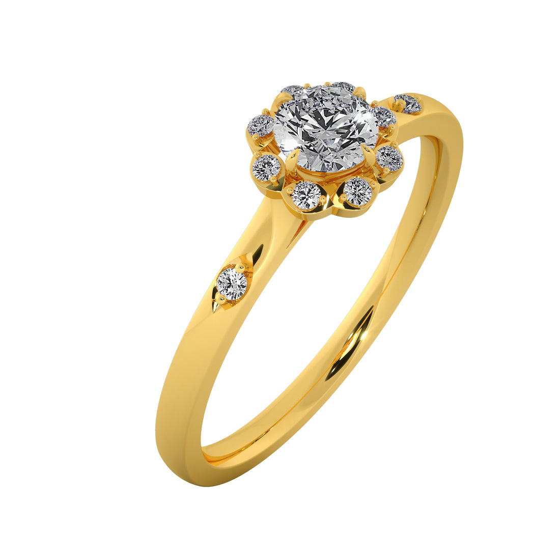 Elegant Round Diamond Sparkling Halo Engagement Ring