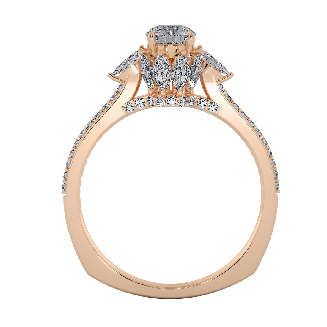 Petal Halo Round Cut Lab Grown Diamond Ring