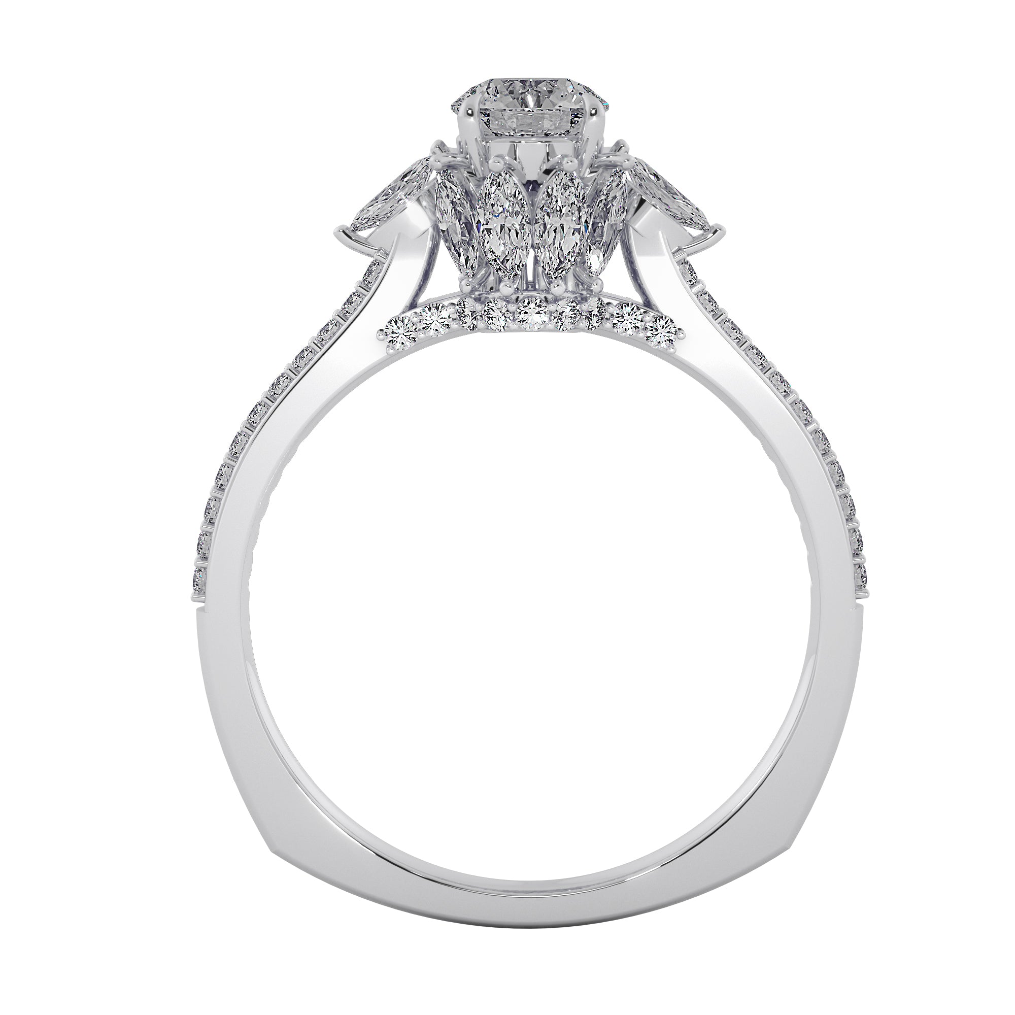 Petal Halo Round Cut Lab Grown Diamond Ring