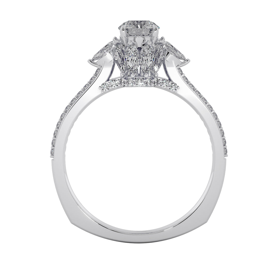 Petal Halo Round Cut Lab Grown Diamond Ring