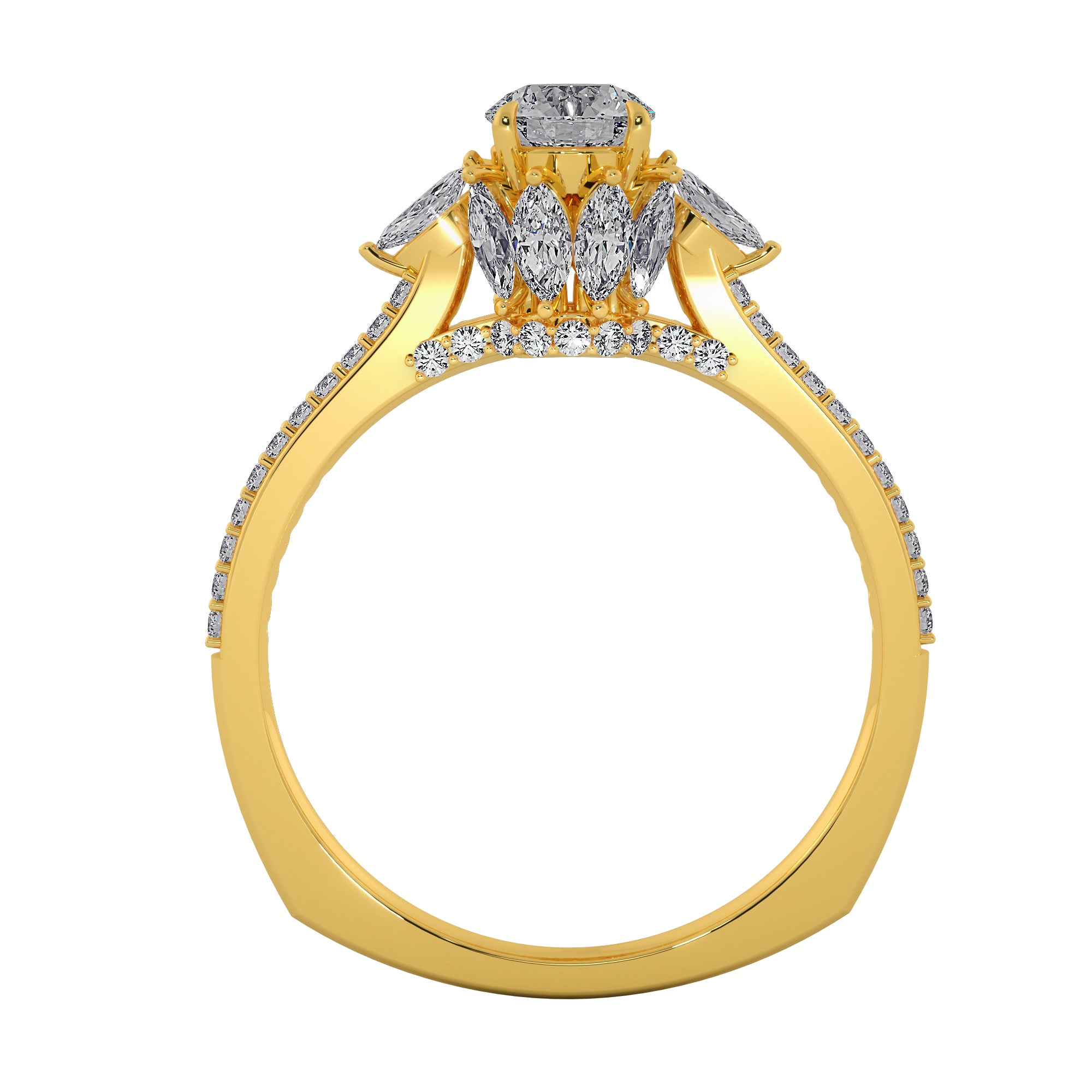 Petal Halo Round Cut Lab Grown Diamond Ring