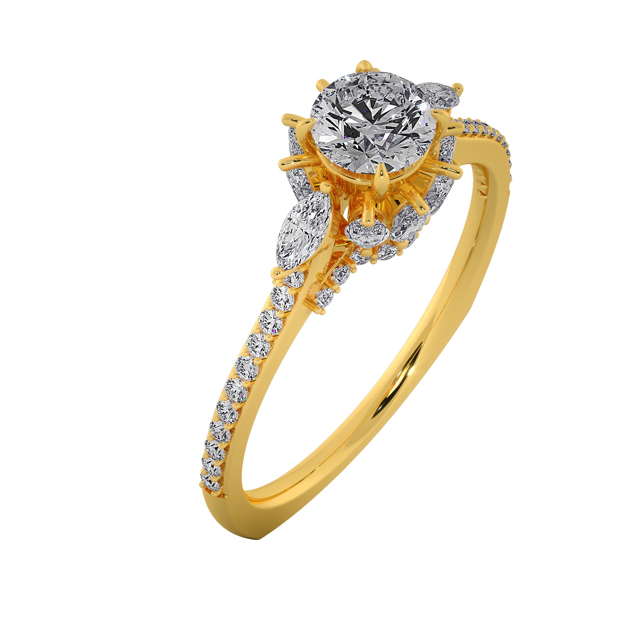 Petal Halo Round Cut Lab Grown Diamond Ring