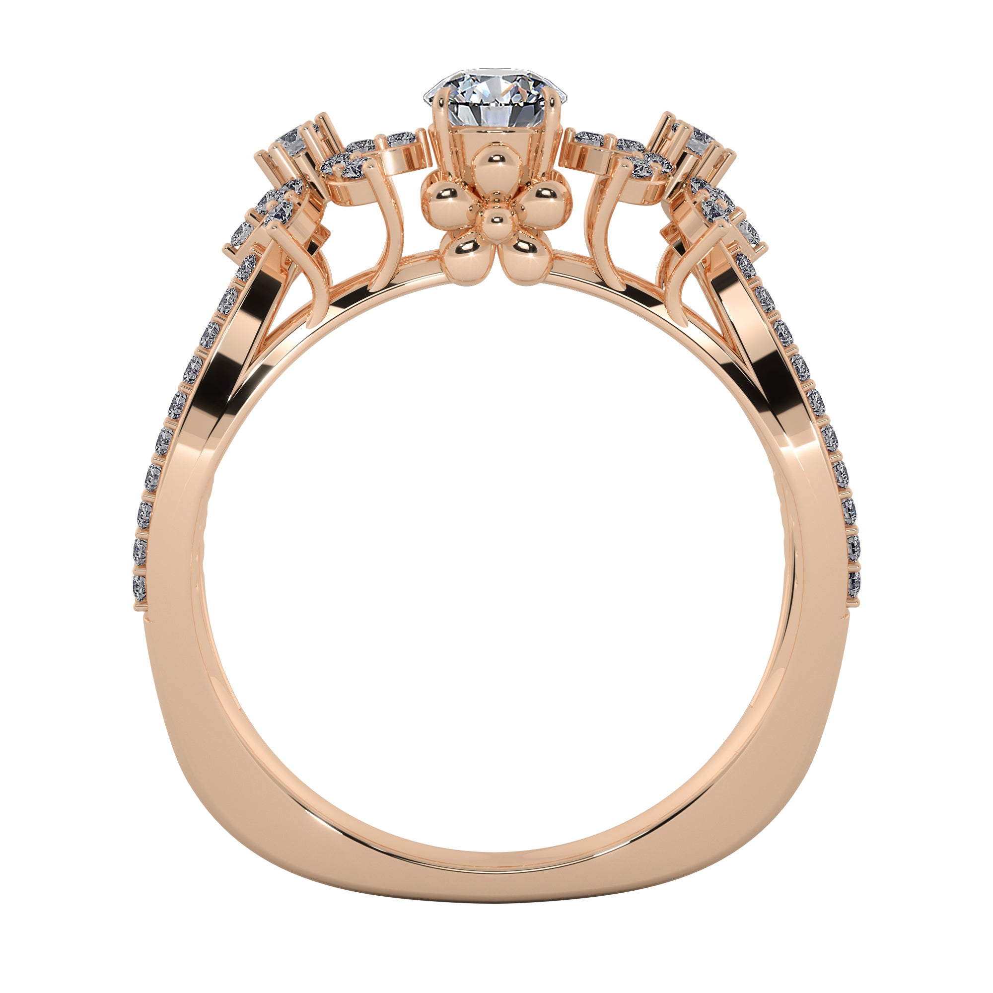 Radiant Blossom Halo Diamond Engagement Ring