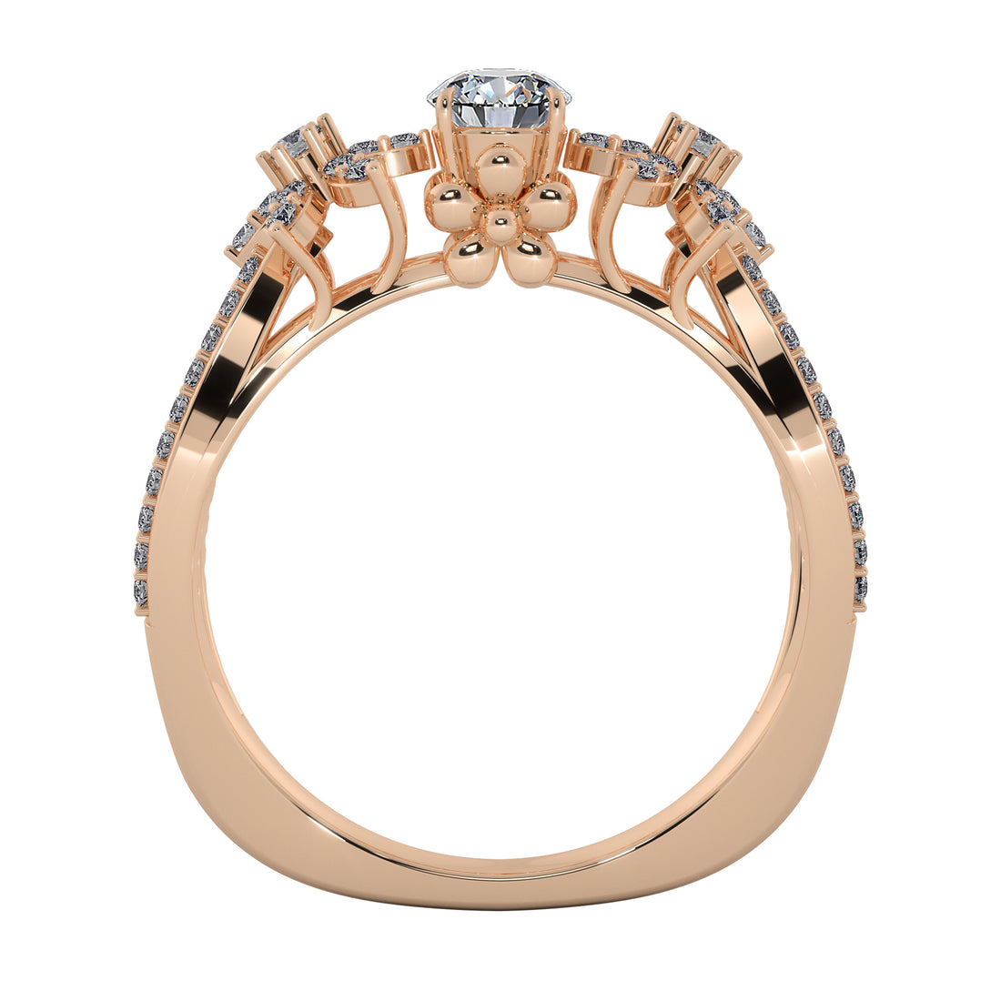 Radiant Blossom Halo Diamond Engagement Ring