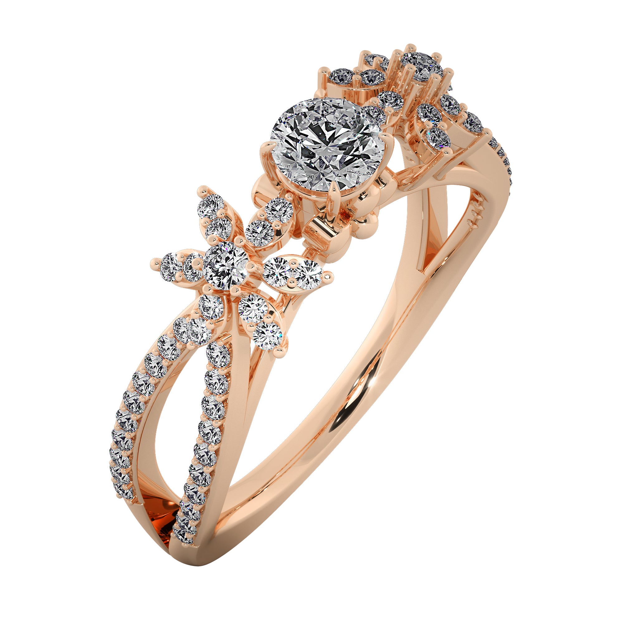 Radiant Blossom Halo Diamond Engagement Ring