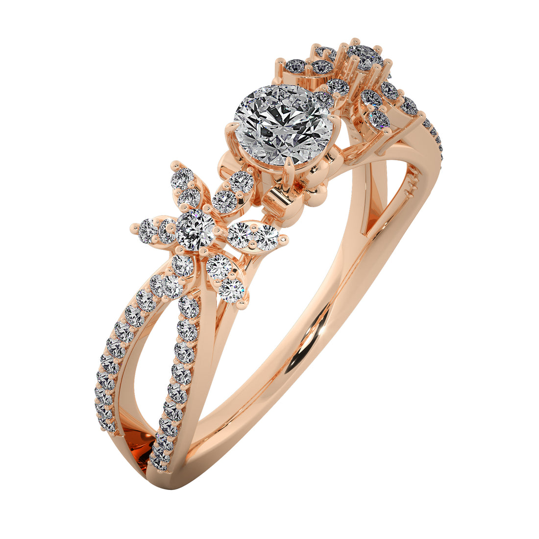 Radiant Blossom Halo Diamond Engagement Ring