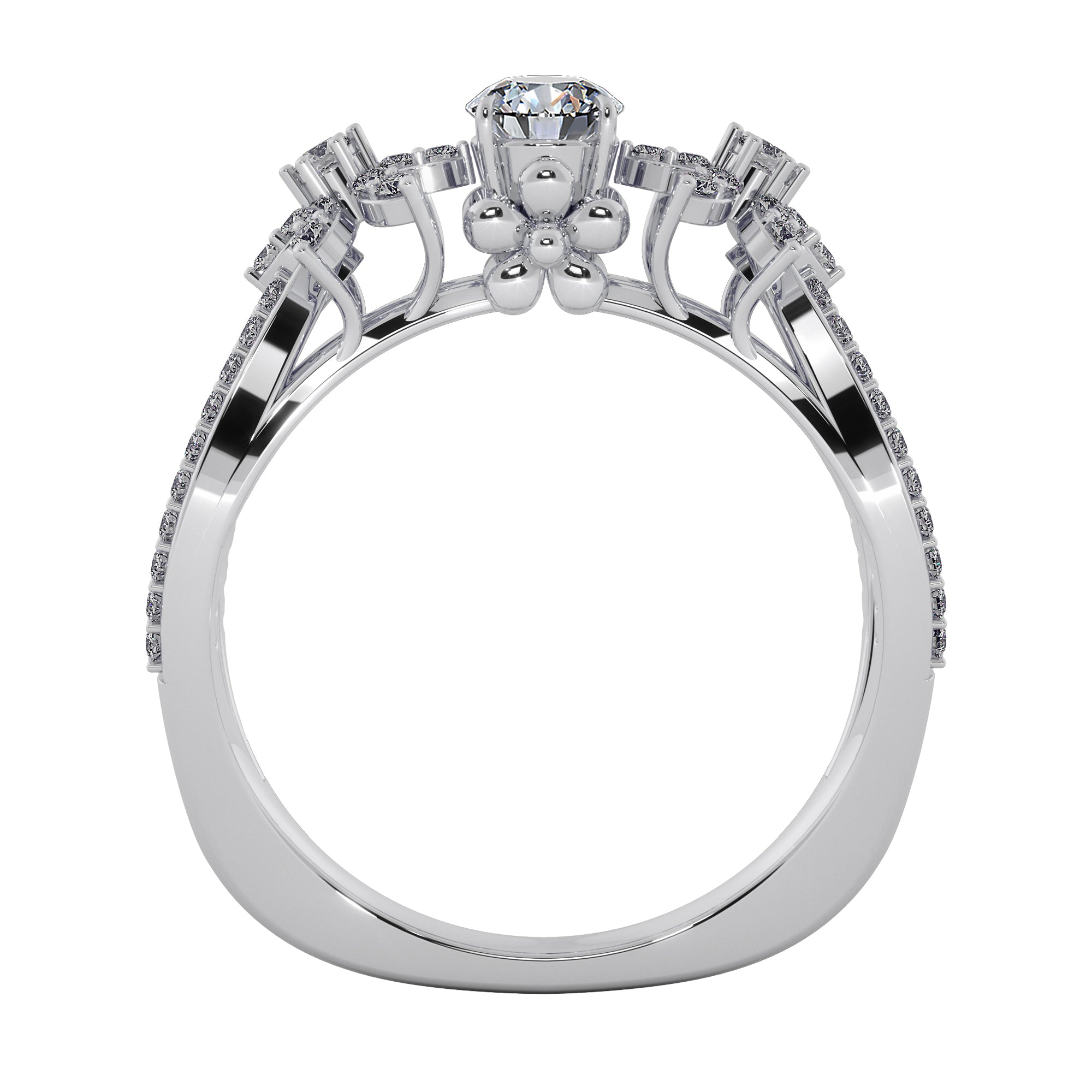 Radiant Blossom Halo Diamond Engagement Ring