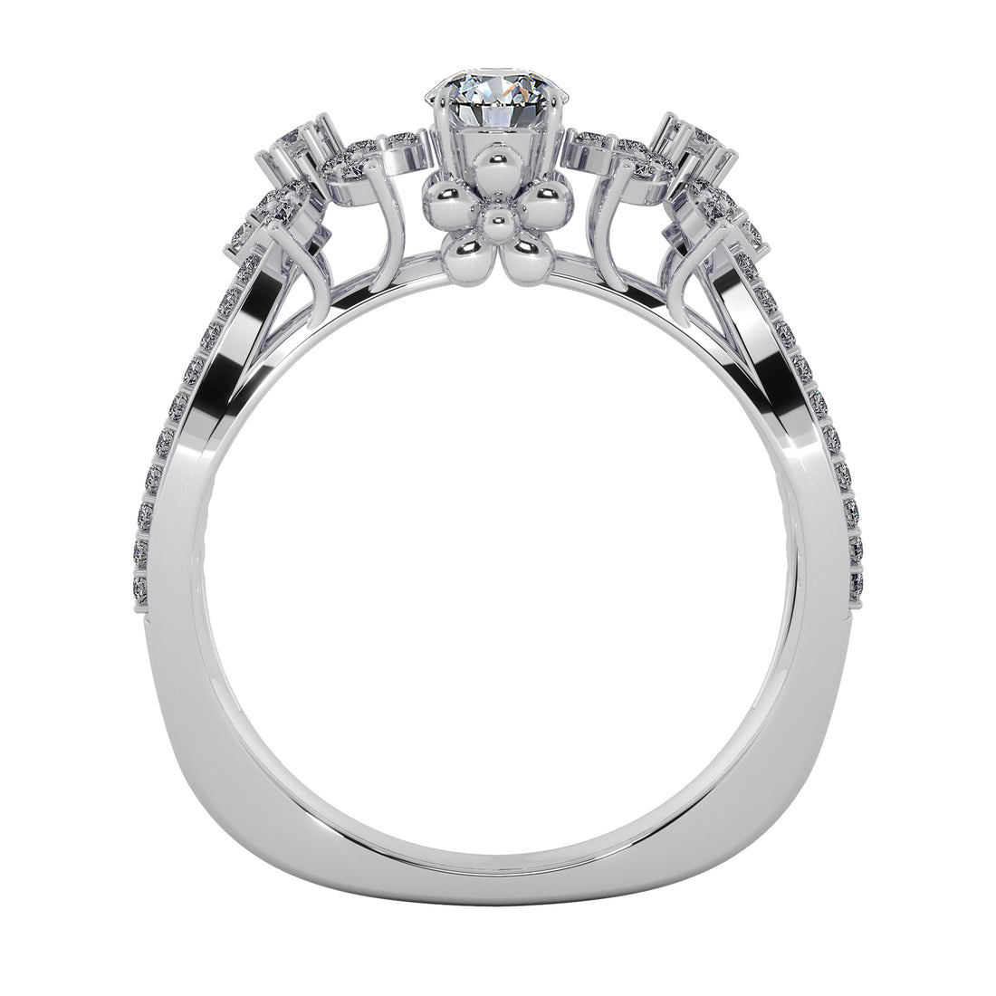 Radiant Blossom Halo Diamond Engagement Ring