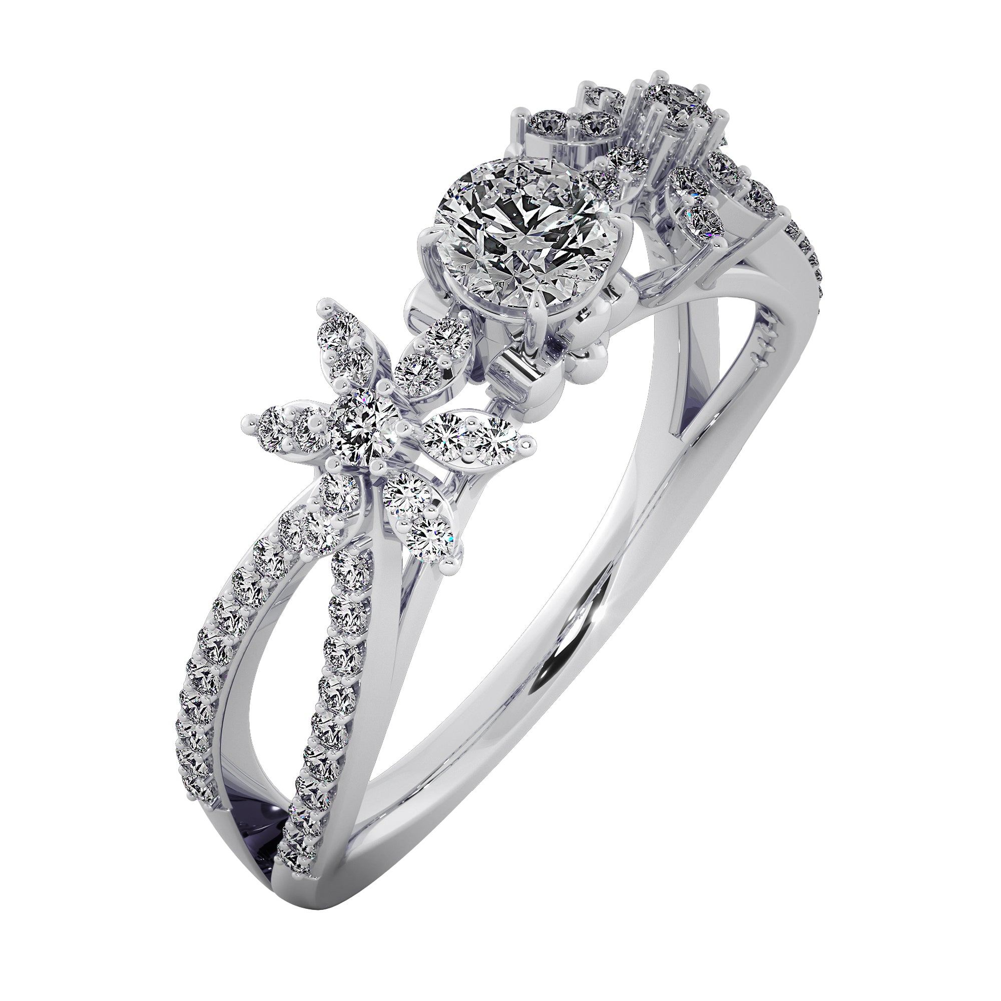 Radiant Blossom Halo Diamond Engagement Ring