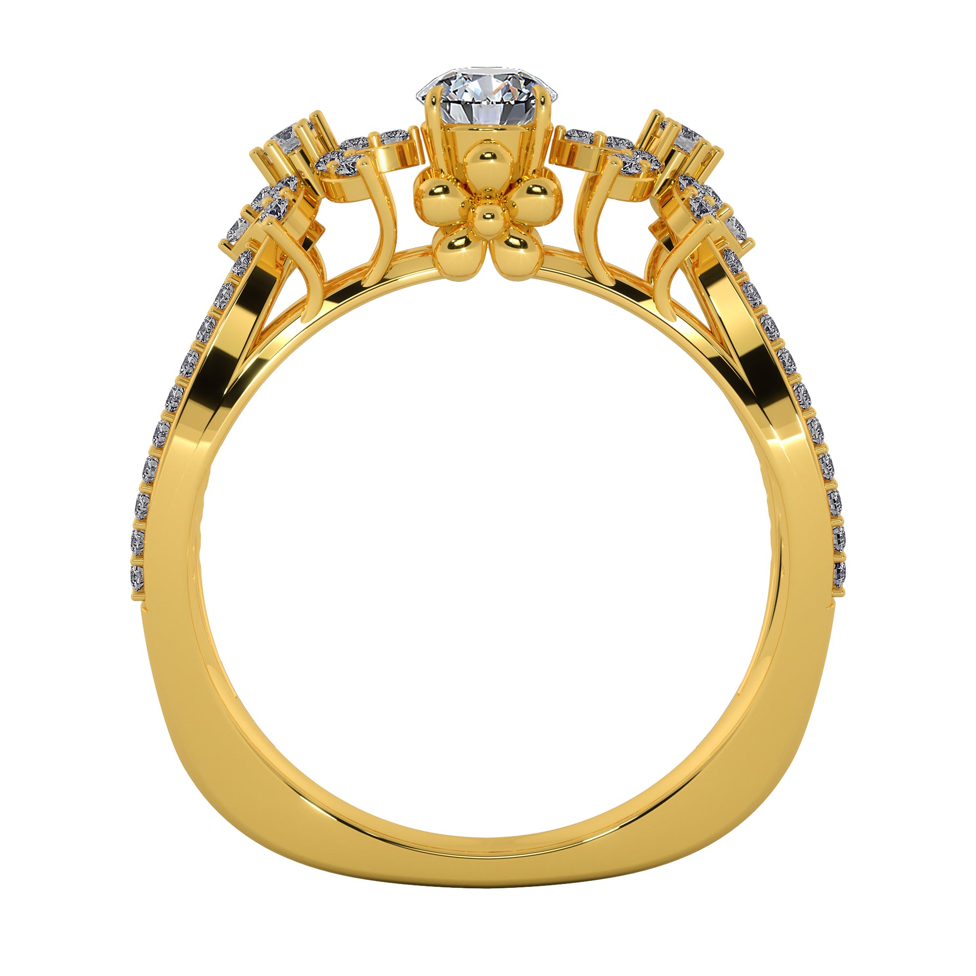 Radiant Blossom Halo Diamond Engagement Ring