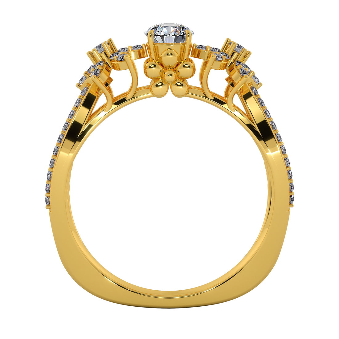 Radiant Blossom Halo Diamond Engagement Ring