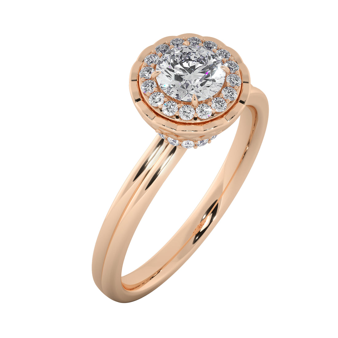 Lace Crown Round Cut Diamond Ring