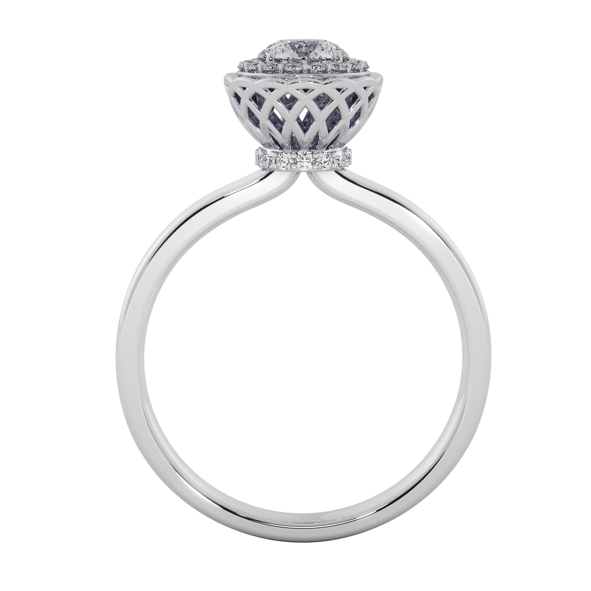 Lace Crown Round Cut Diamond Ring