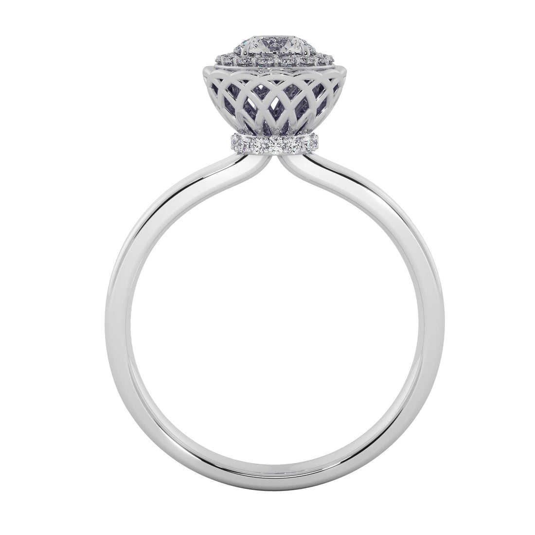Lace Crown Round Cut Diamond Ring