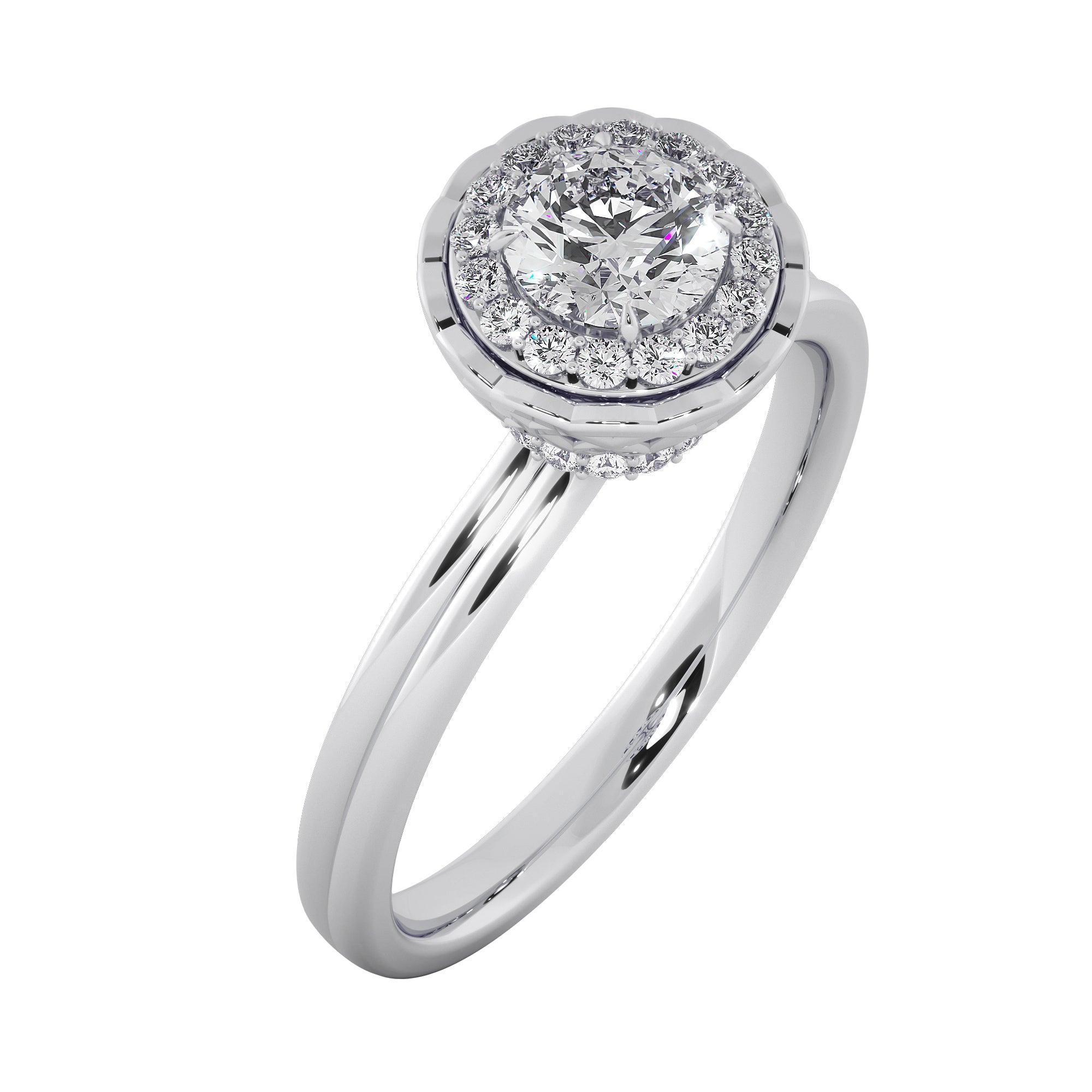 Lace Crown Round Cut Diamond Ring