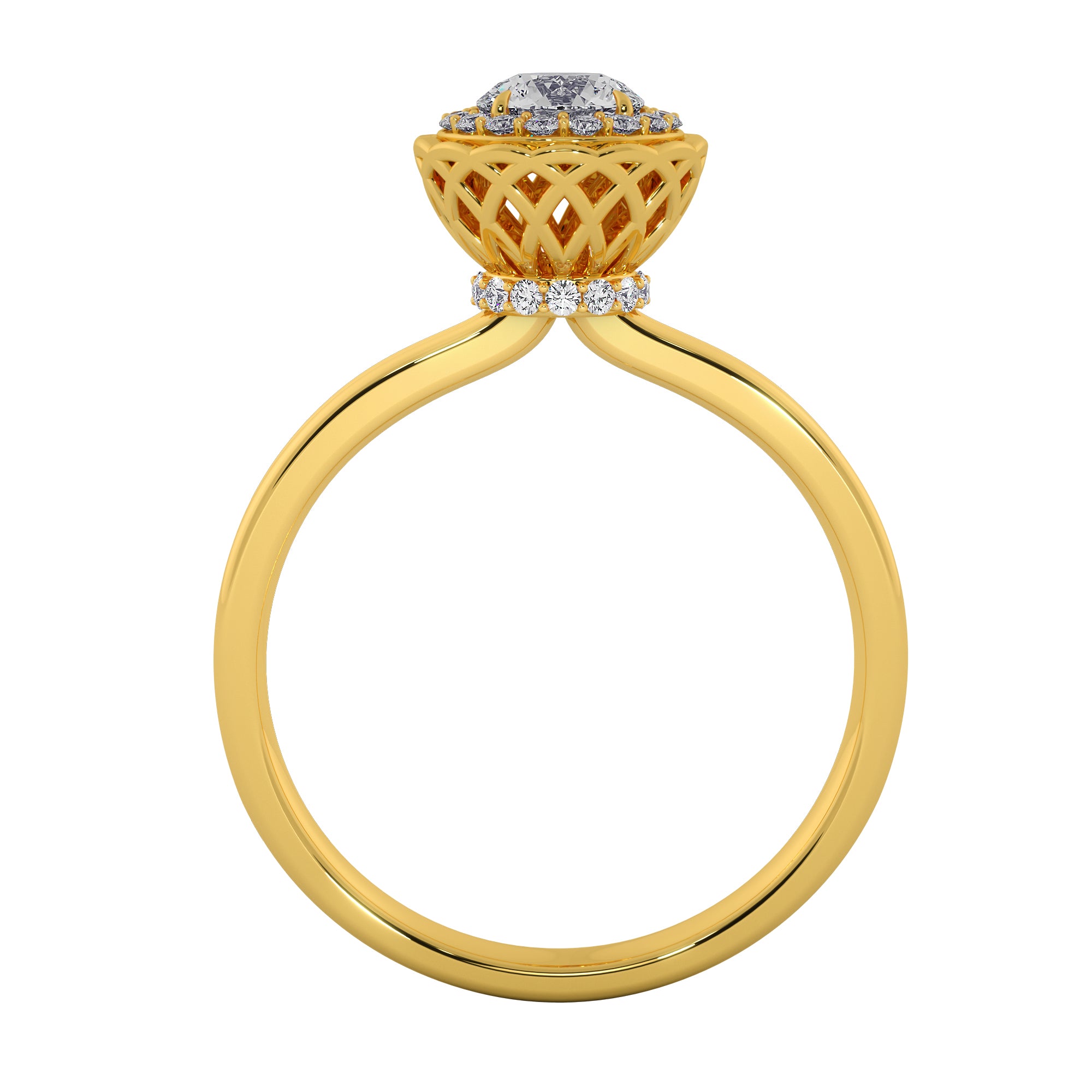 Lace Crown Round Cut Diamond Ring