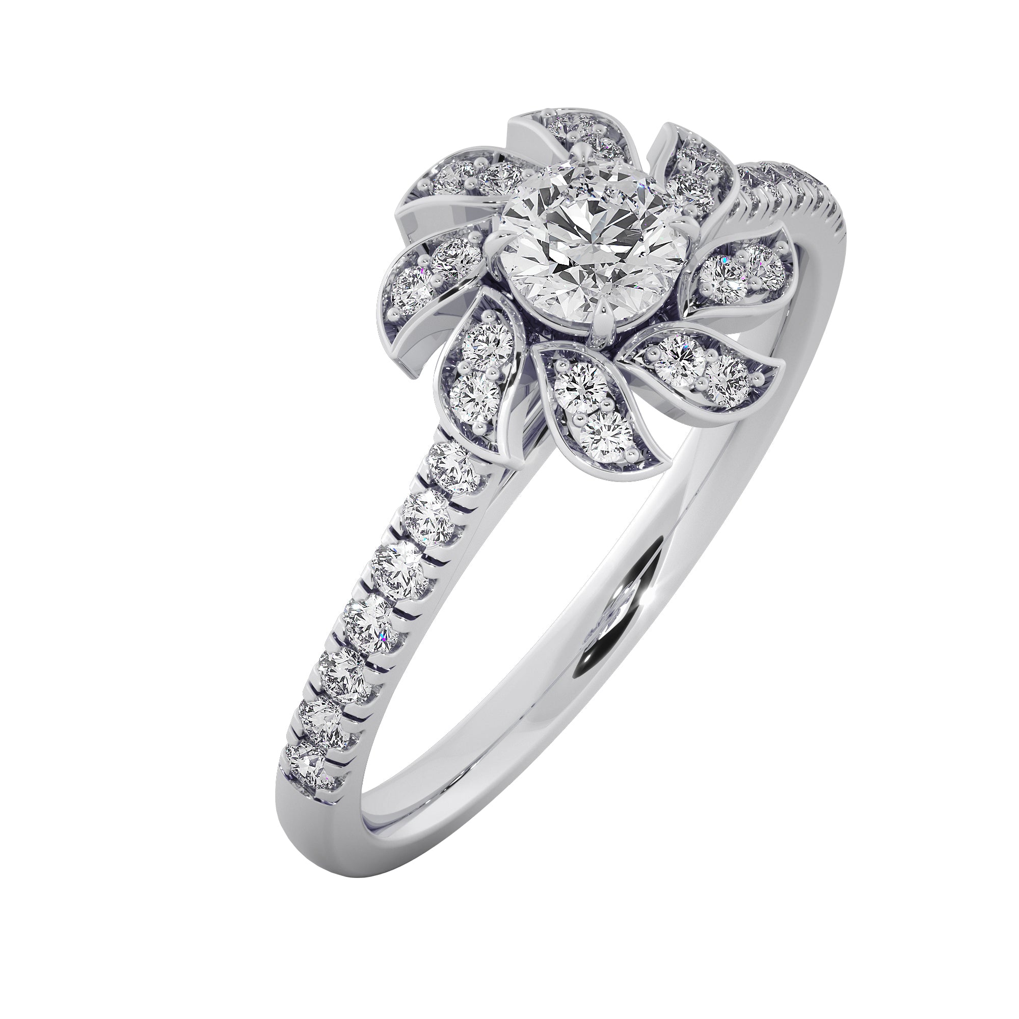 Floral Vine Diamond Engagement Ring