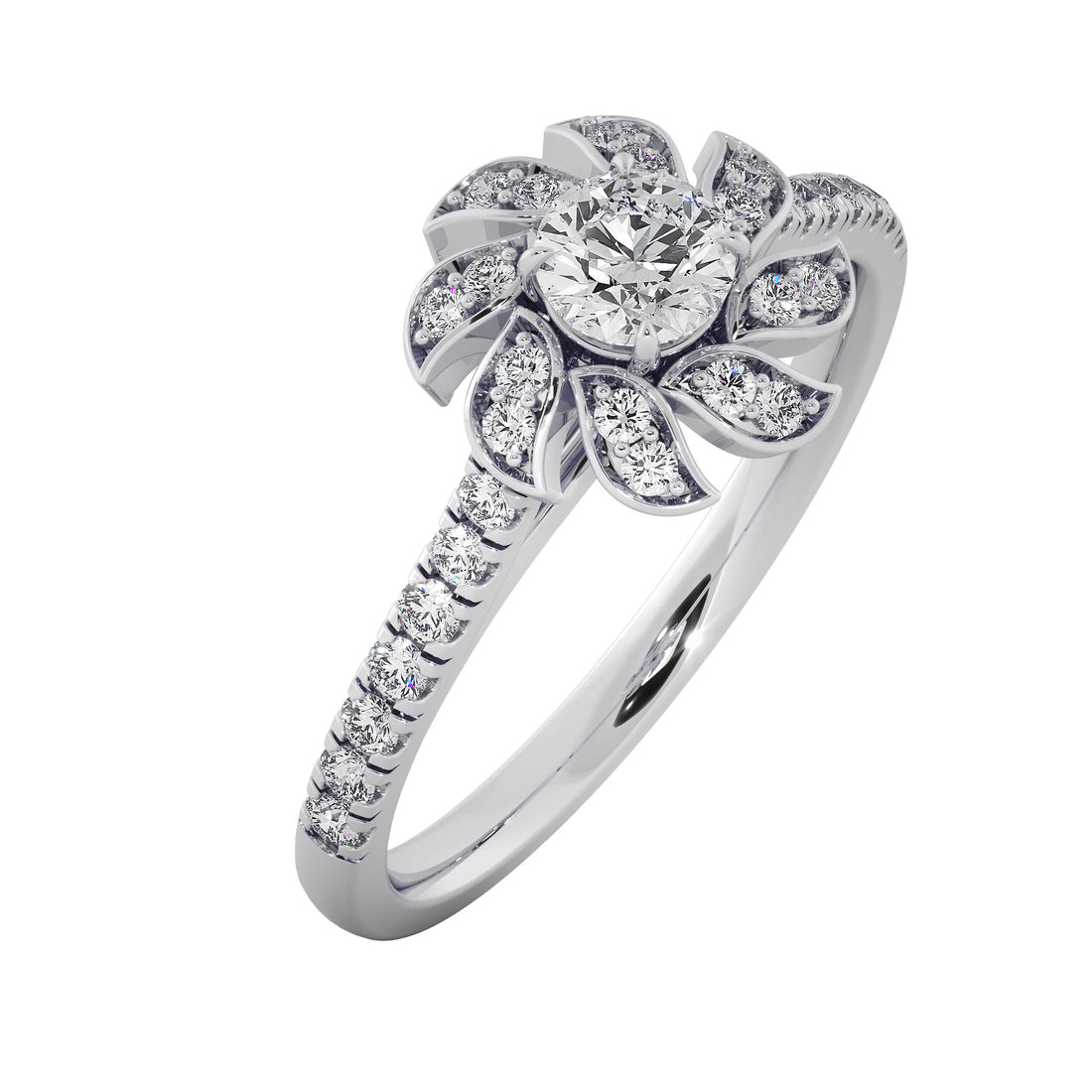 Floral Vine Diamond Engagement Ring