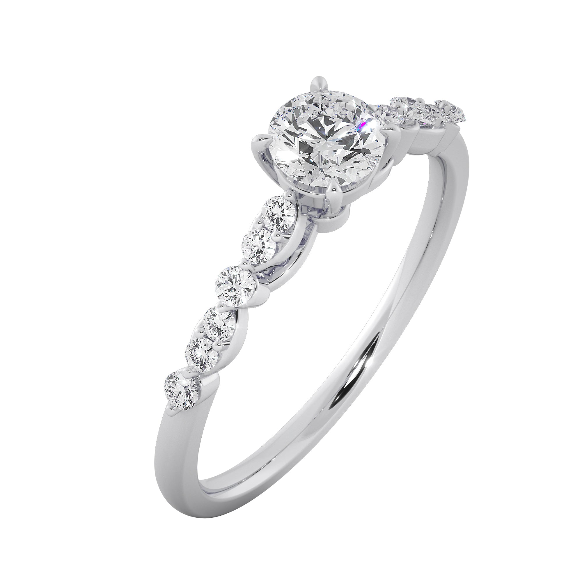 Round Brilliant Cut Lab Grown Diamond Engagement Halo Ring