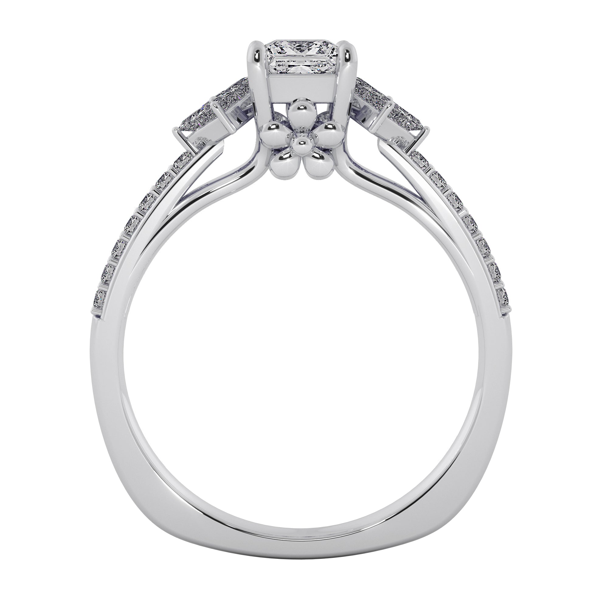 Trio Princess Cut Lab Diamond Engagement Ring