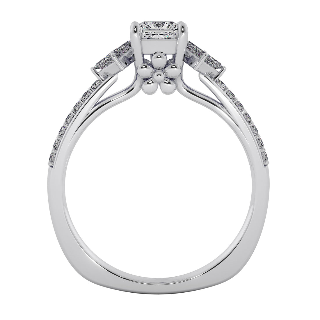 Trio Princess Cut Lab Diamond Engagement Ring