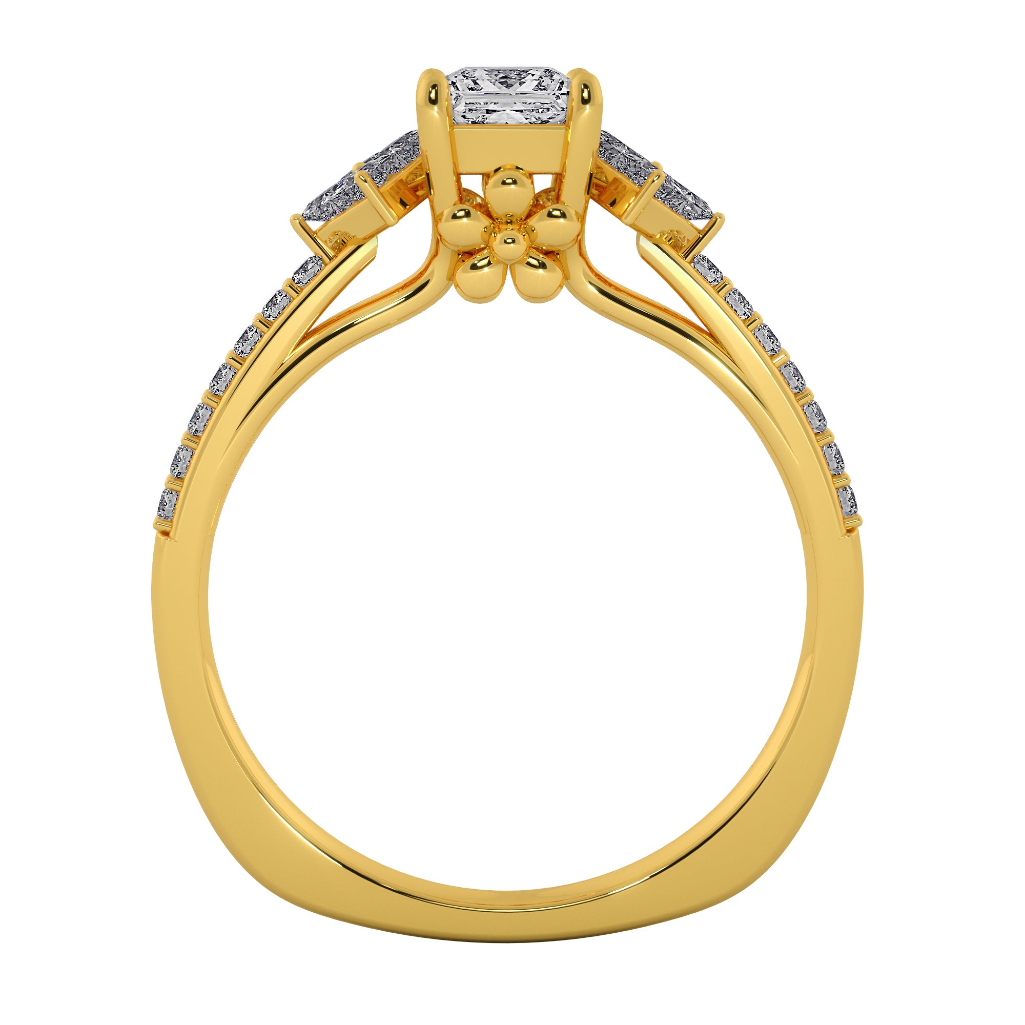 Trio Princess Cut Lab Diamond Engagement Ring