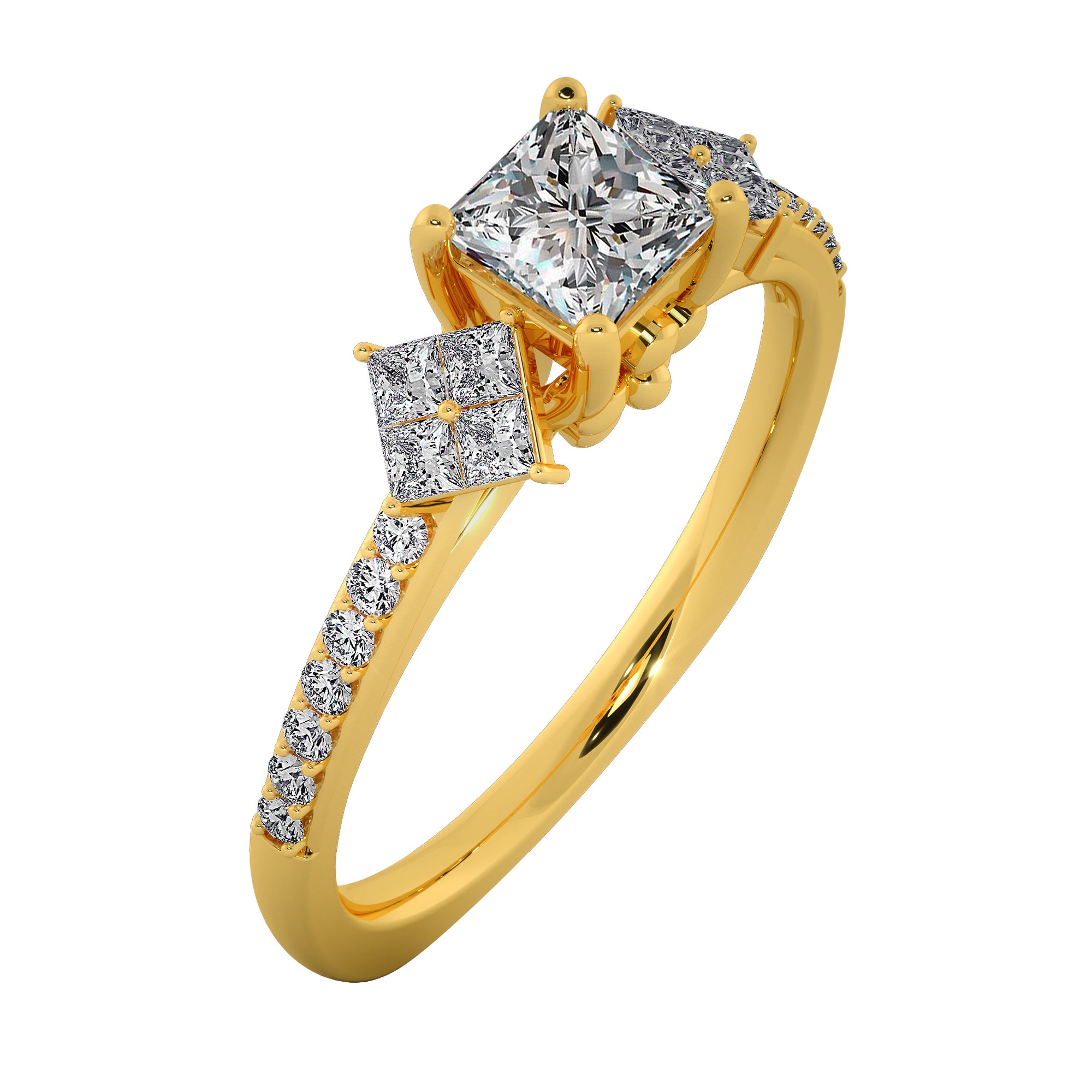 Trio Princess Cut Lab Diamond Engagement Ring