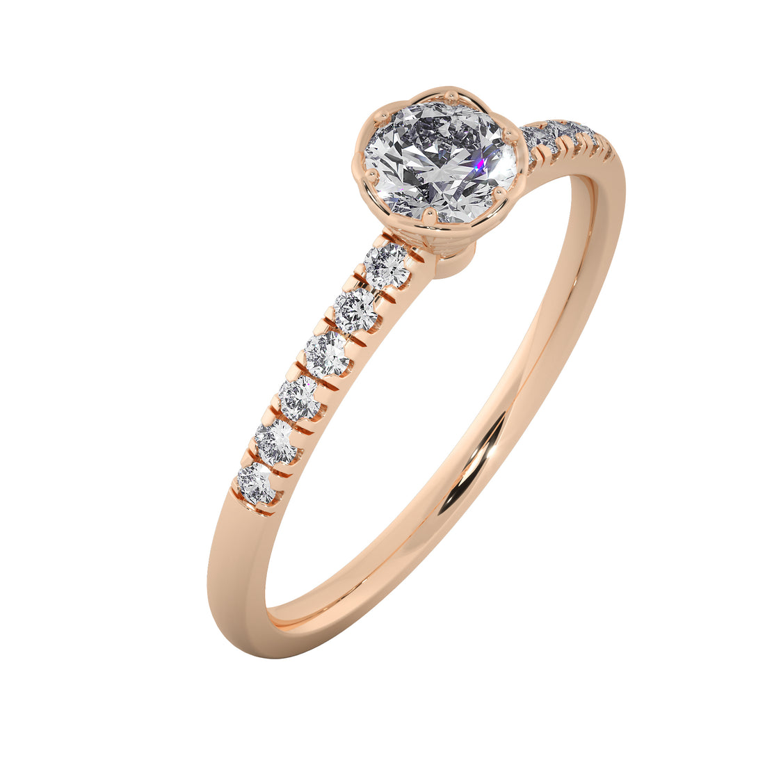 Roséa Lab Grown Diamond Ring – Sculpted Bloom Engagement Ring