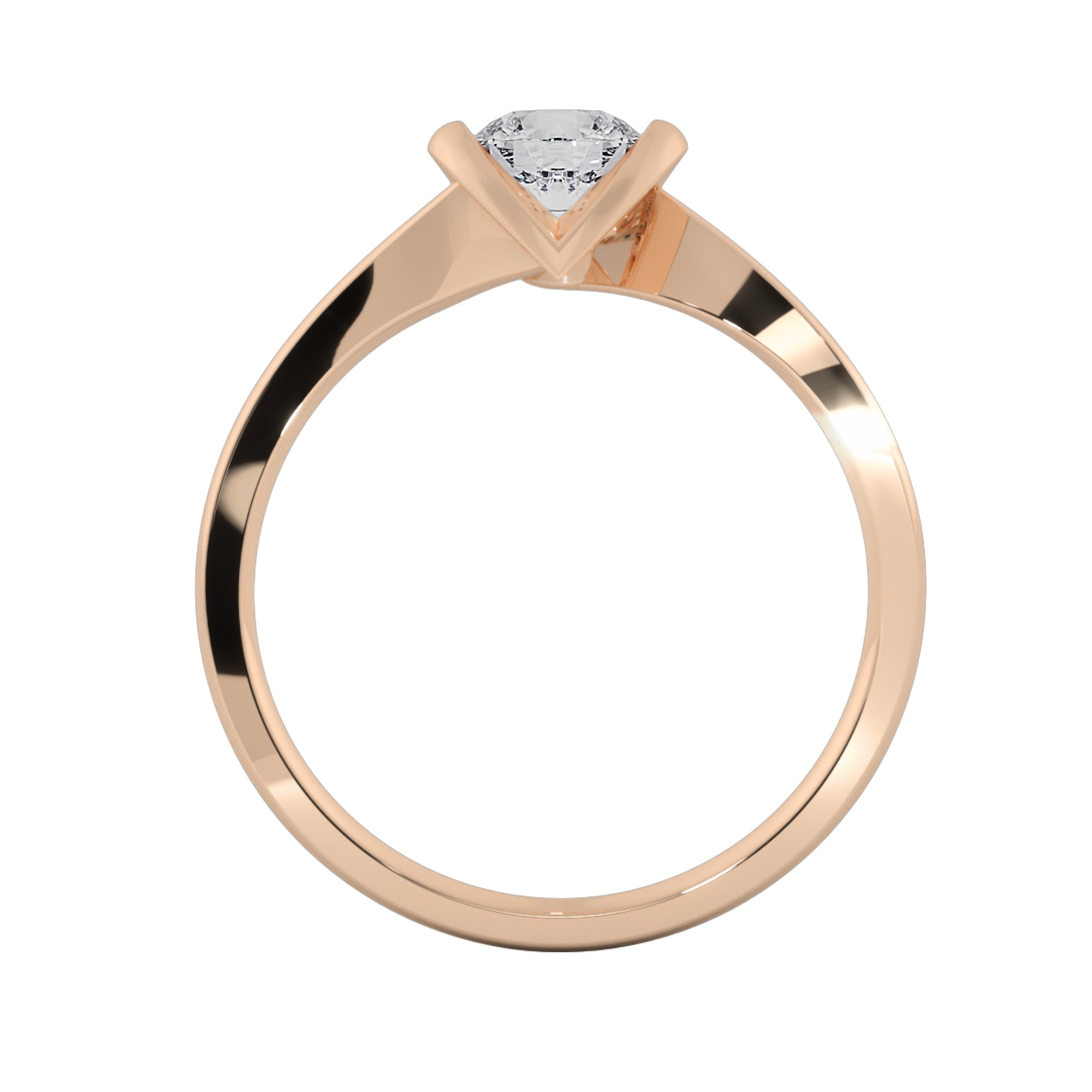 Curved Heart Bezel Lab Grown Solitaire Ring